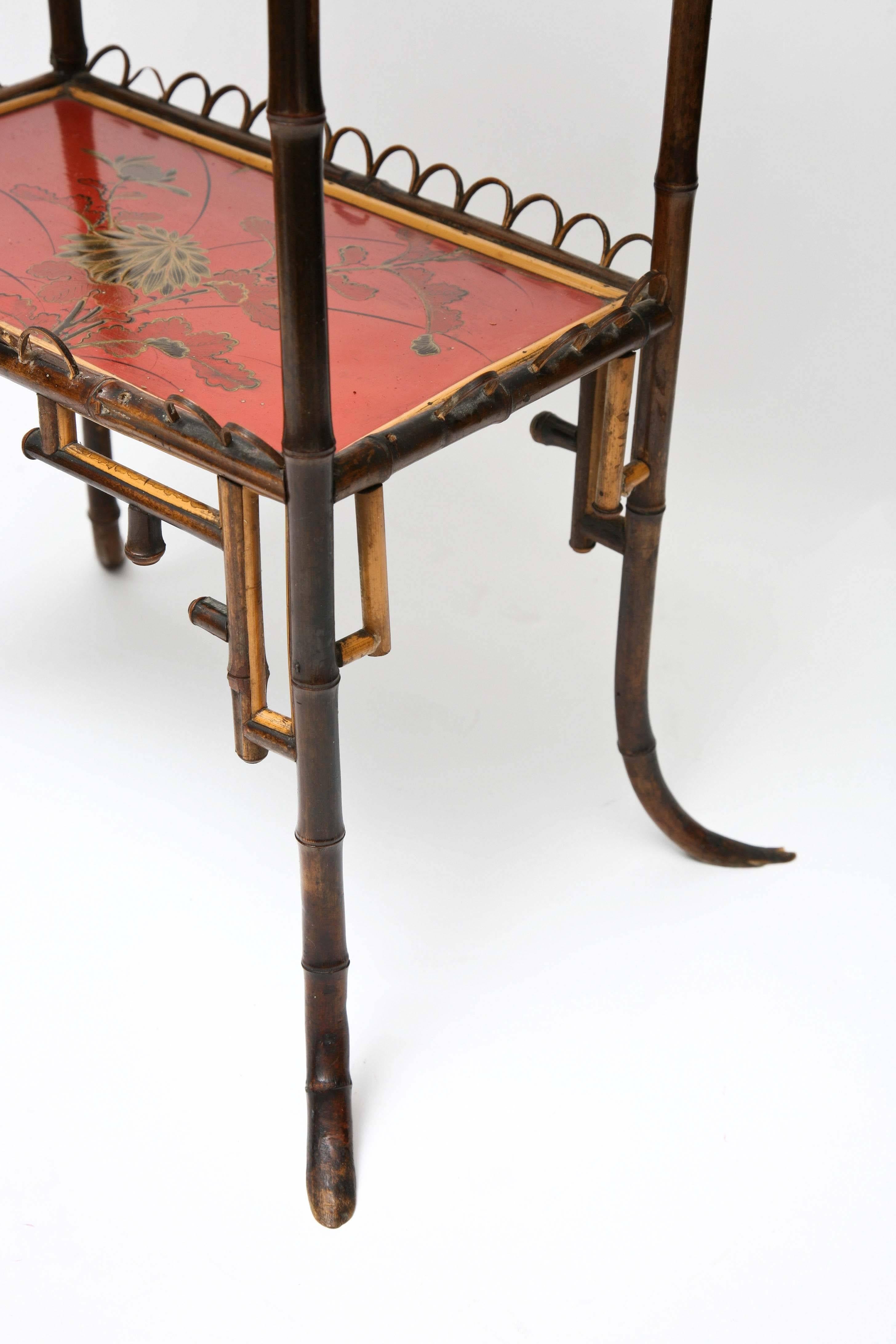 Fine and Beautiful 19th Century English Bamboo Sewing Stand Side Table 6