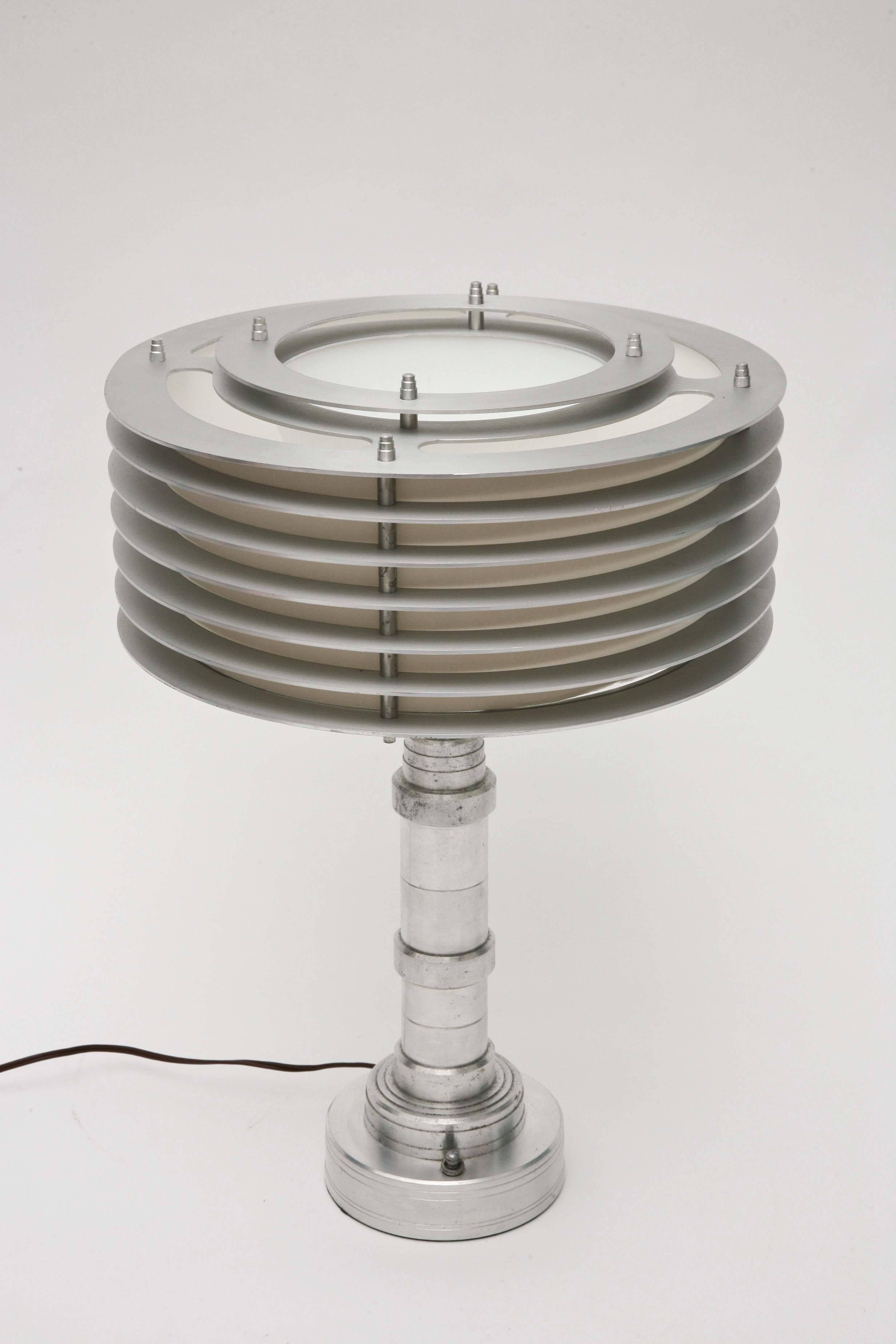 Classic machine age table lamp manufactured by Pattyn products.