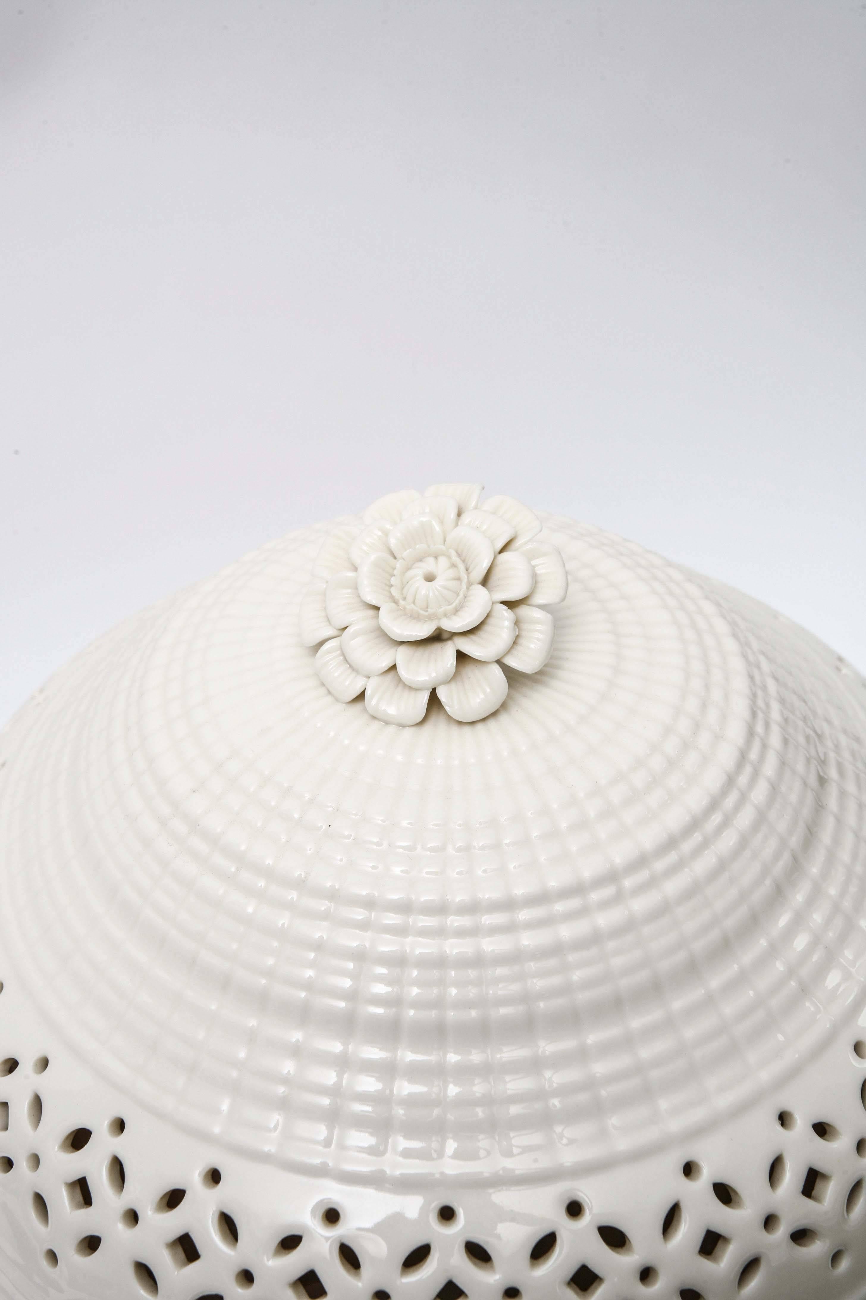 Late 20th Century Cream Ware Tureen, Large and Impressive, Flower Finial, Undertray and Ladle