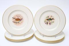 Eight Dessert Plates, Hand-Painted Song Birds by Jan Nosek, Vintage Lenox