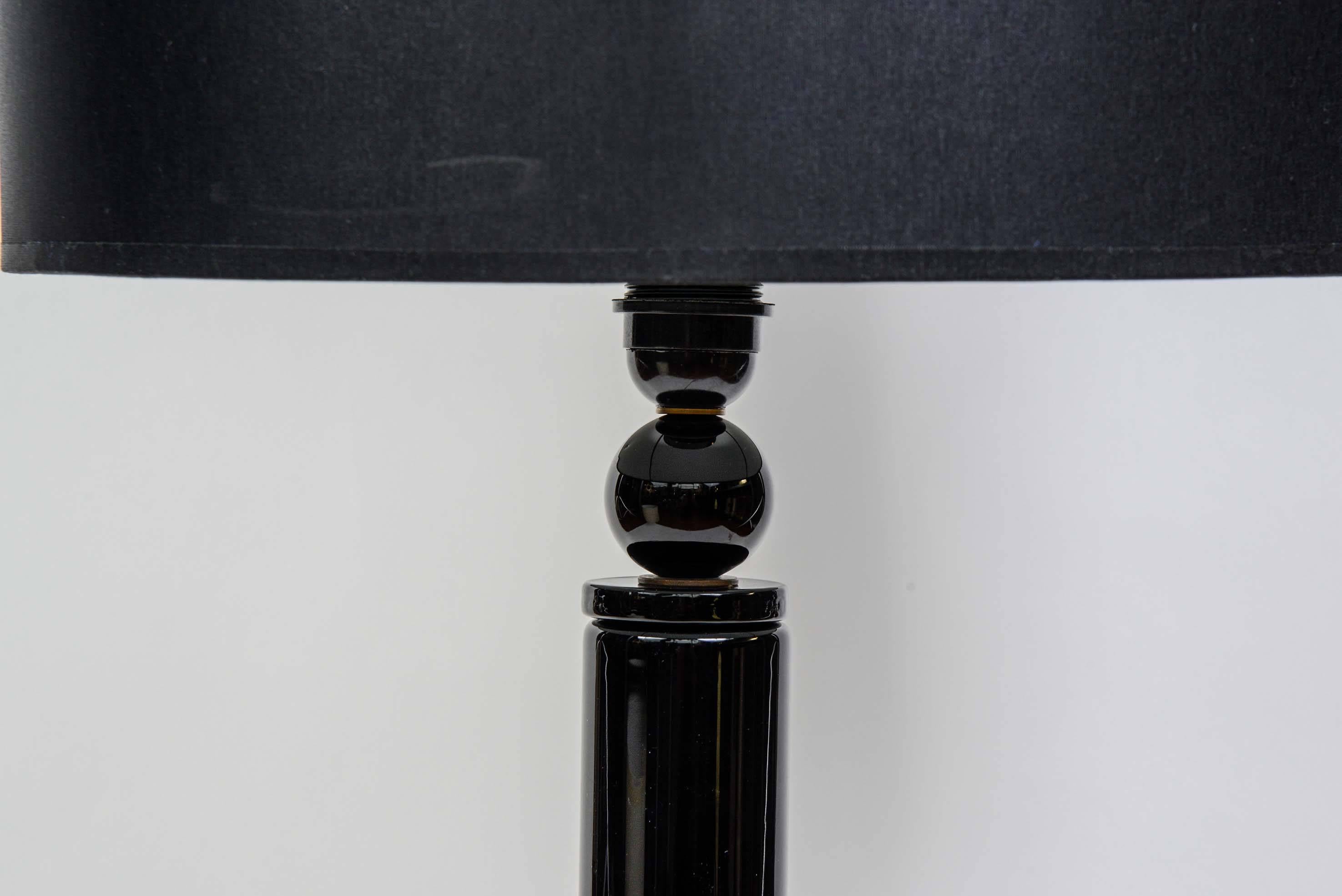 Grande paire de lampes en verre de Murano argenté et noir Excellent état - En vente à Saint-Ouen, IDF