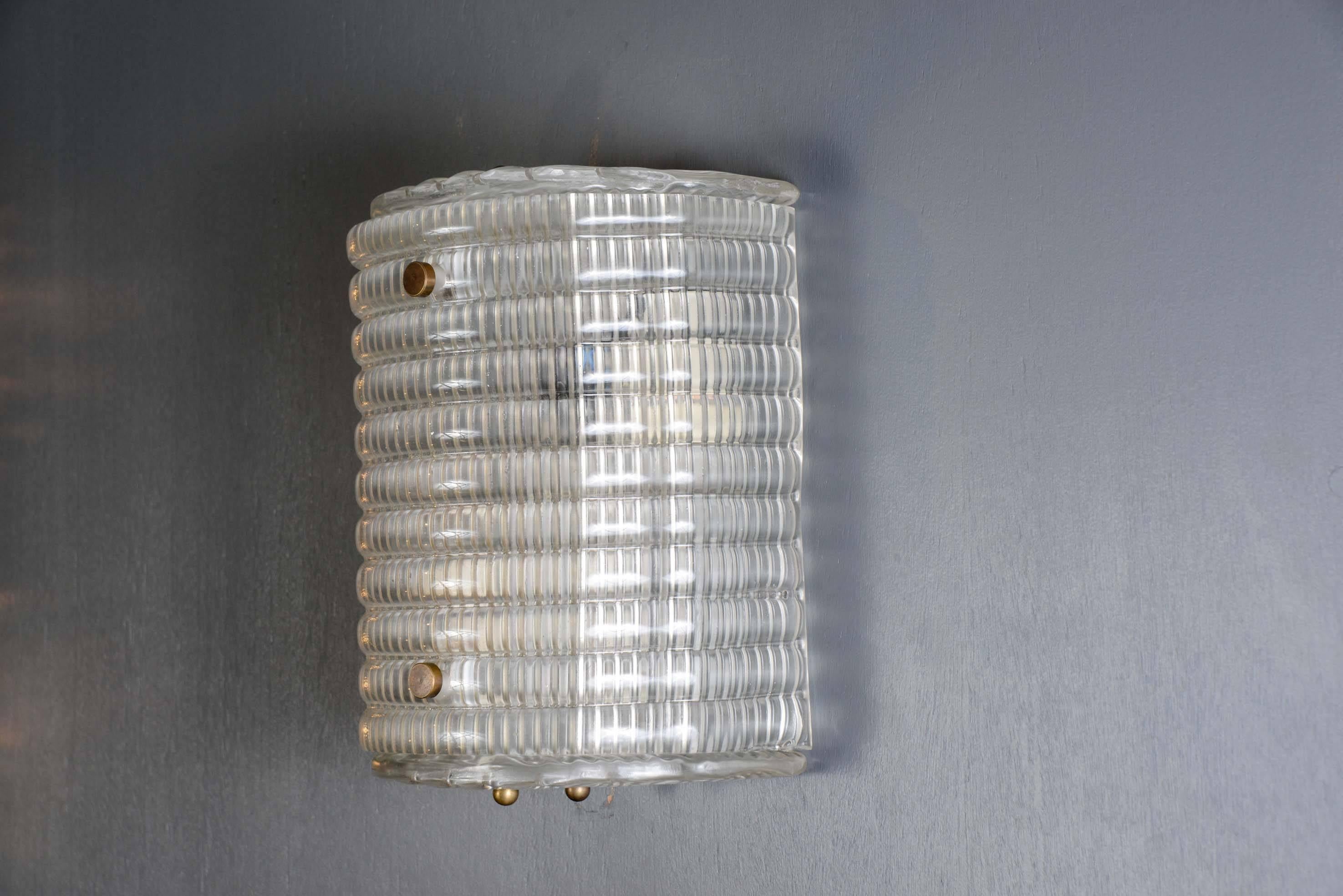 Mid-Century Modern Simple and Elegant  Eight Murano Glass Wall Sconces