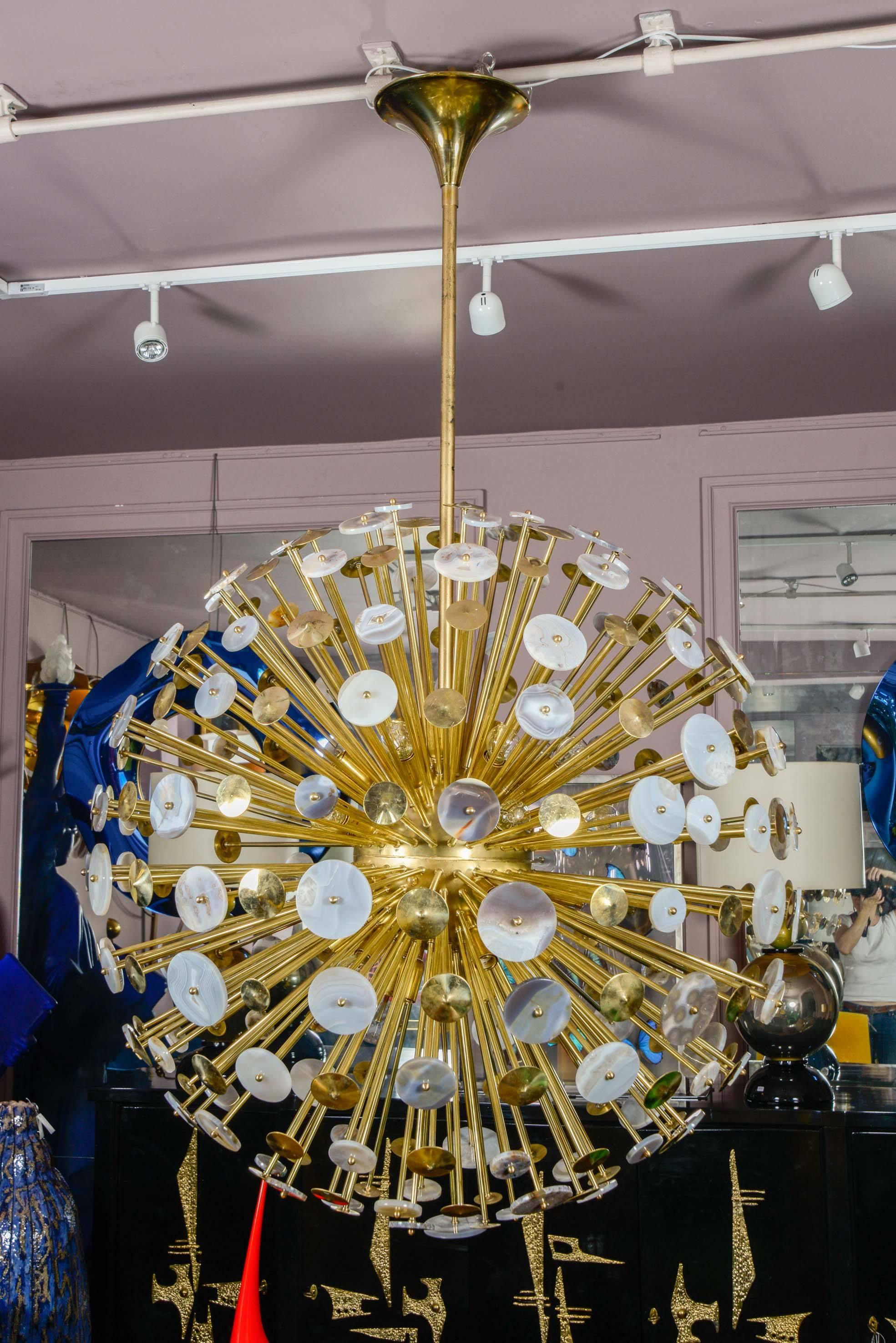 Modern Unique Sputnik Chandelier with Agate Stones