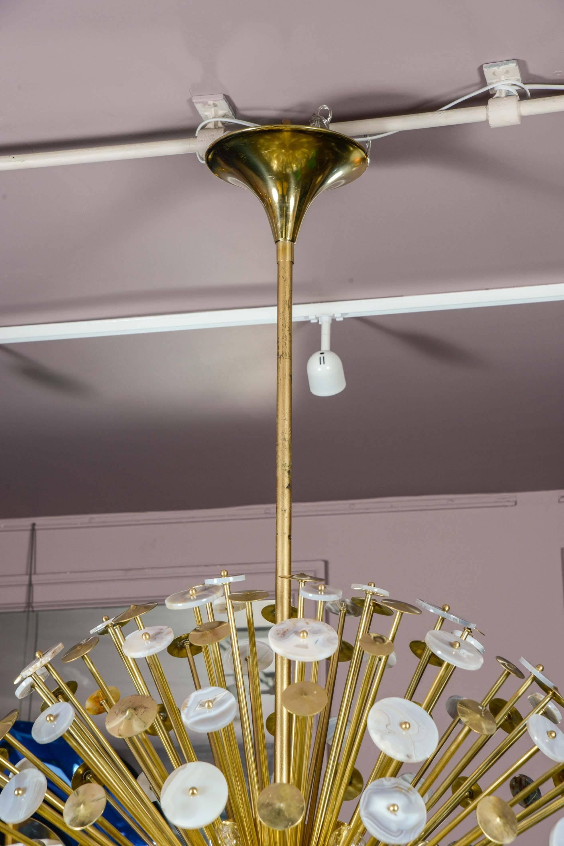 French Unique Sputnik Chandelier with Agate Stones