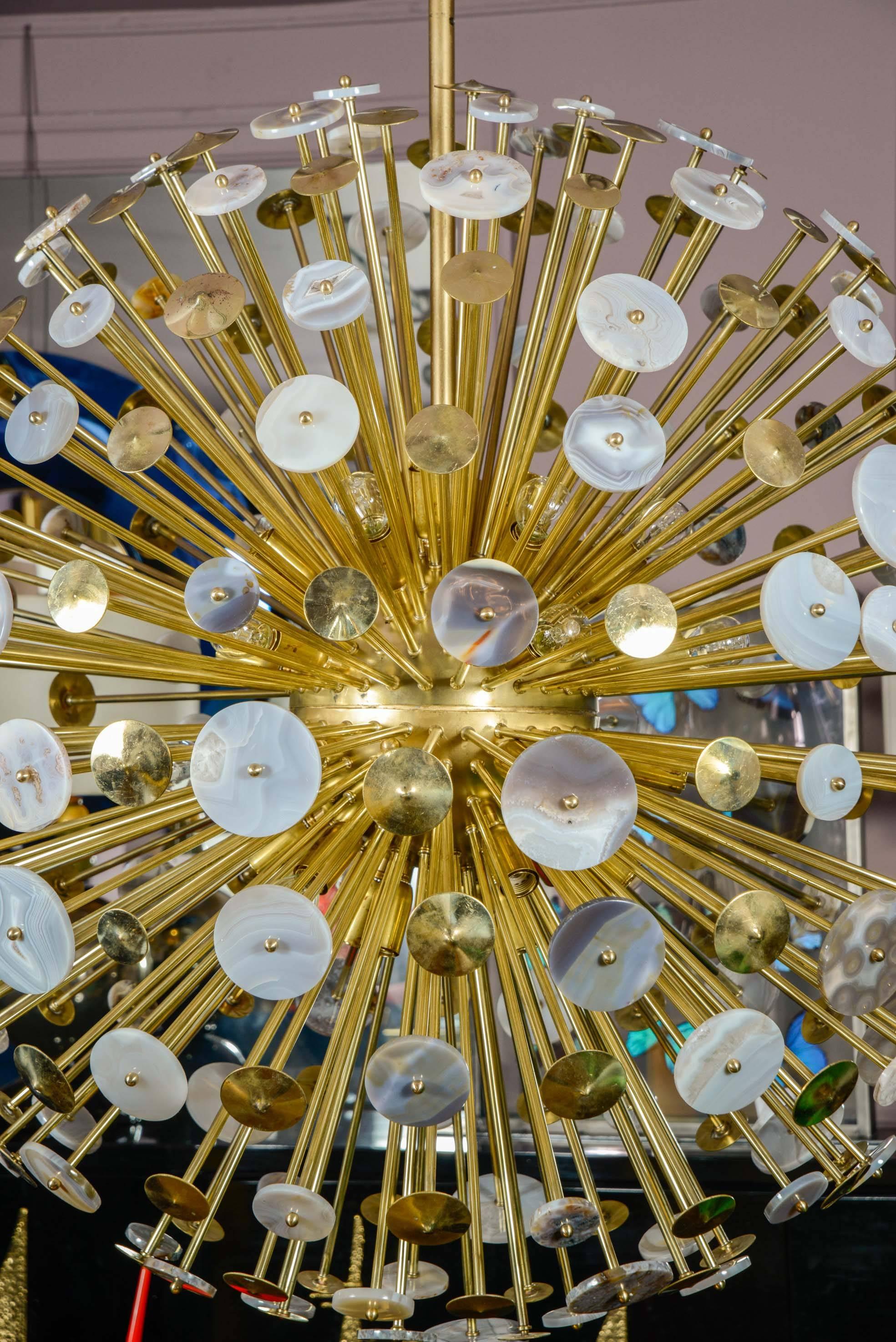 Unique Sputnik Chandelier with Agate Stones In Excellent Condition In Saint-Ouen (PARIS), FR