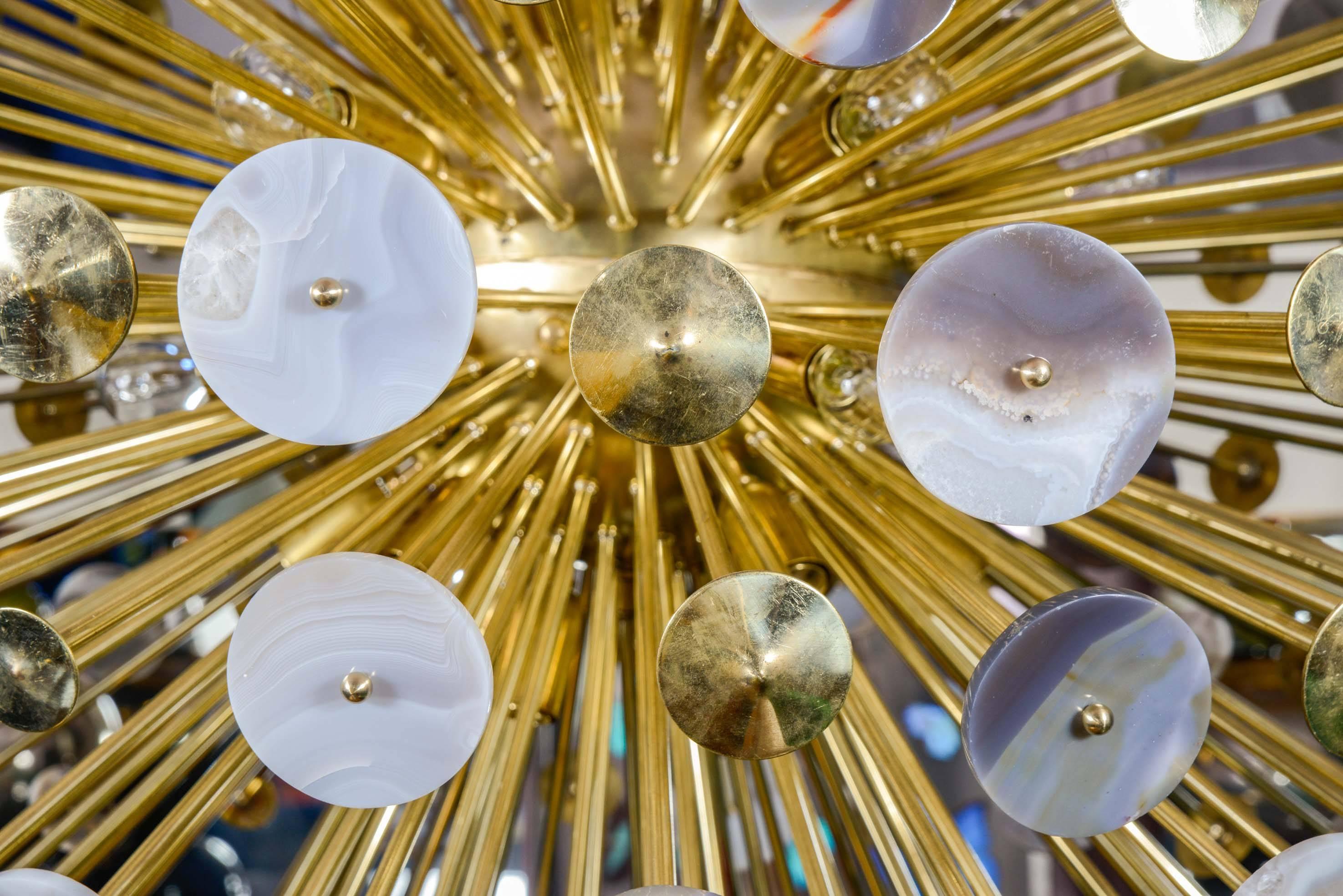 Contemporary Unique Sputnik Chandelier with Agate Stones