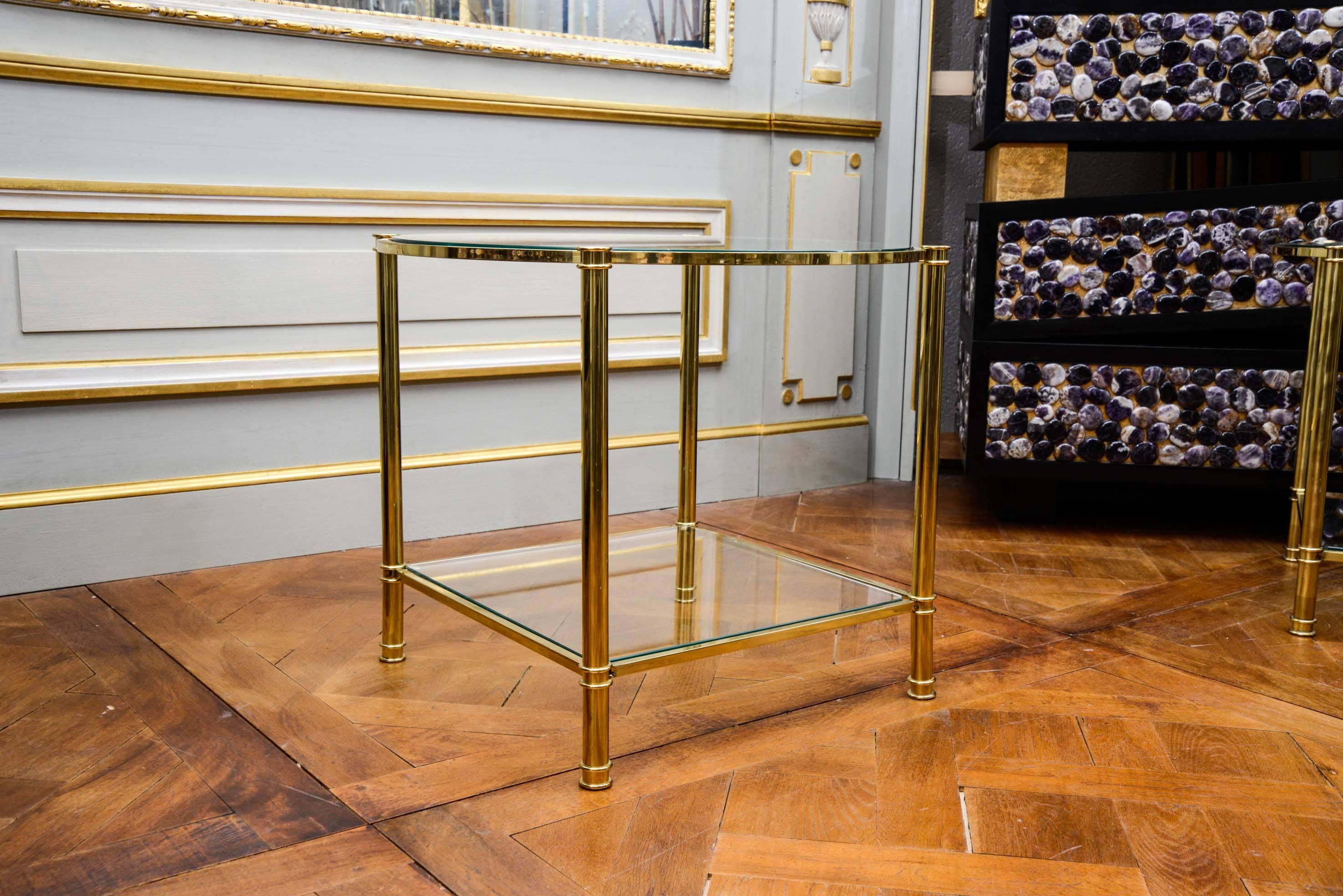 Pair of Two-Tier Pedestals in Brass at cost price For Sale 1