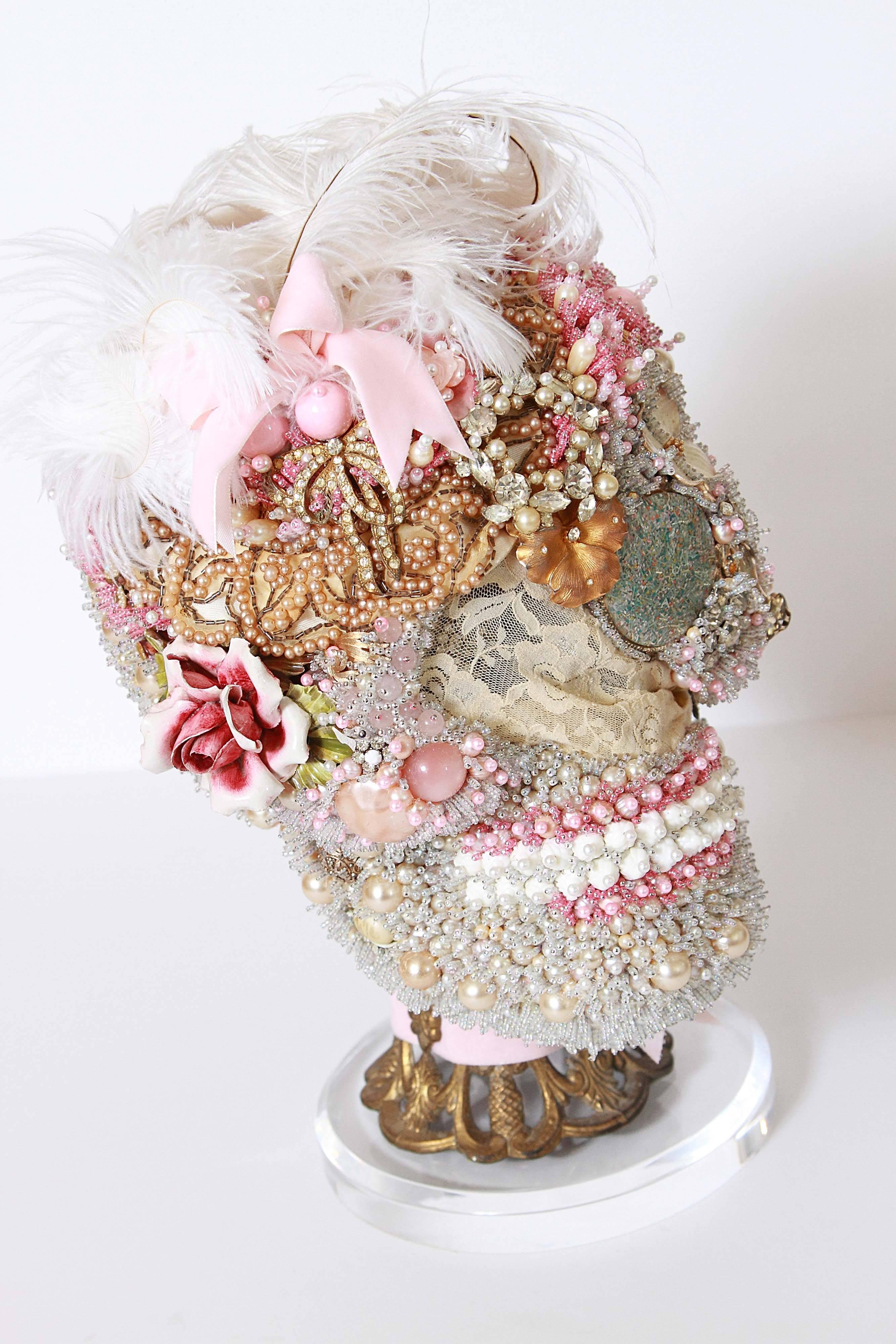 Hand-Crafted La Tête de Marie Antoinette Beaded Sculpture For Sale