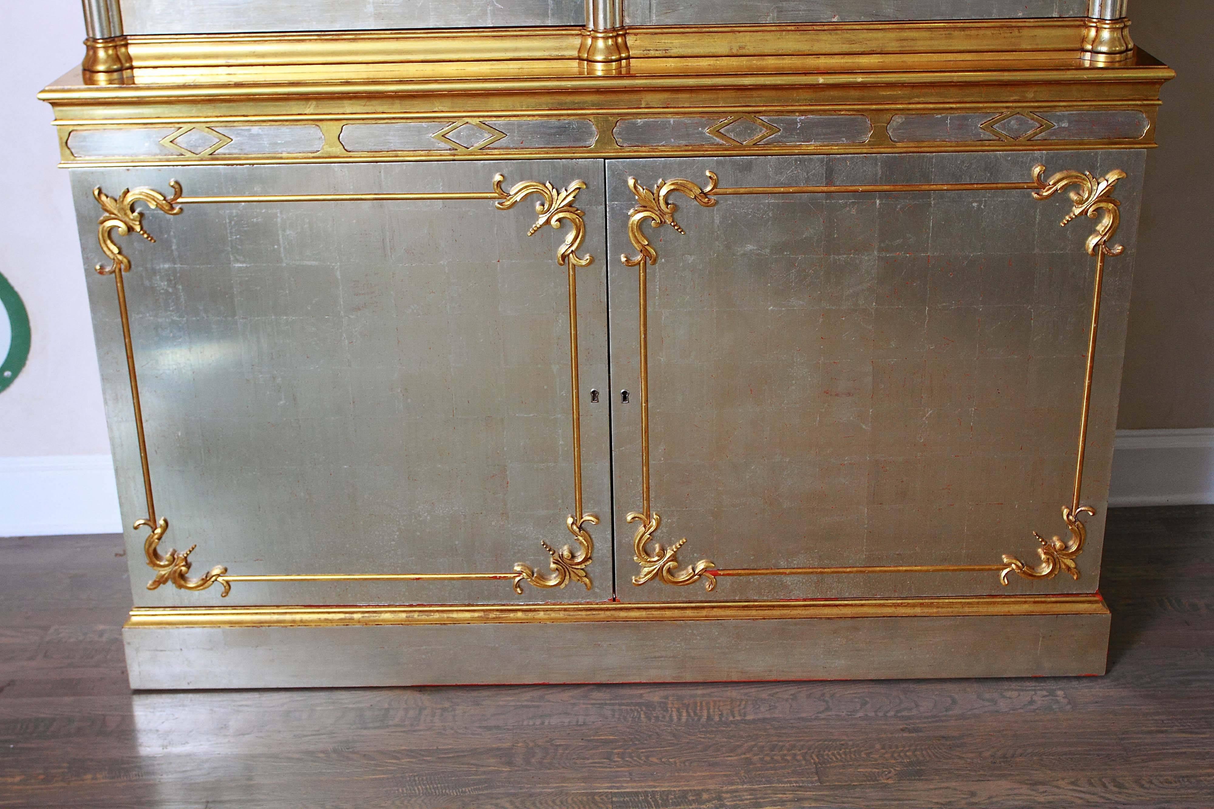 Pair of Manheim Ruseau 22-Karat Gold Leaf Cabinets In Excellent Condition In Dallas, TX