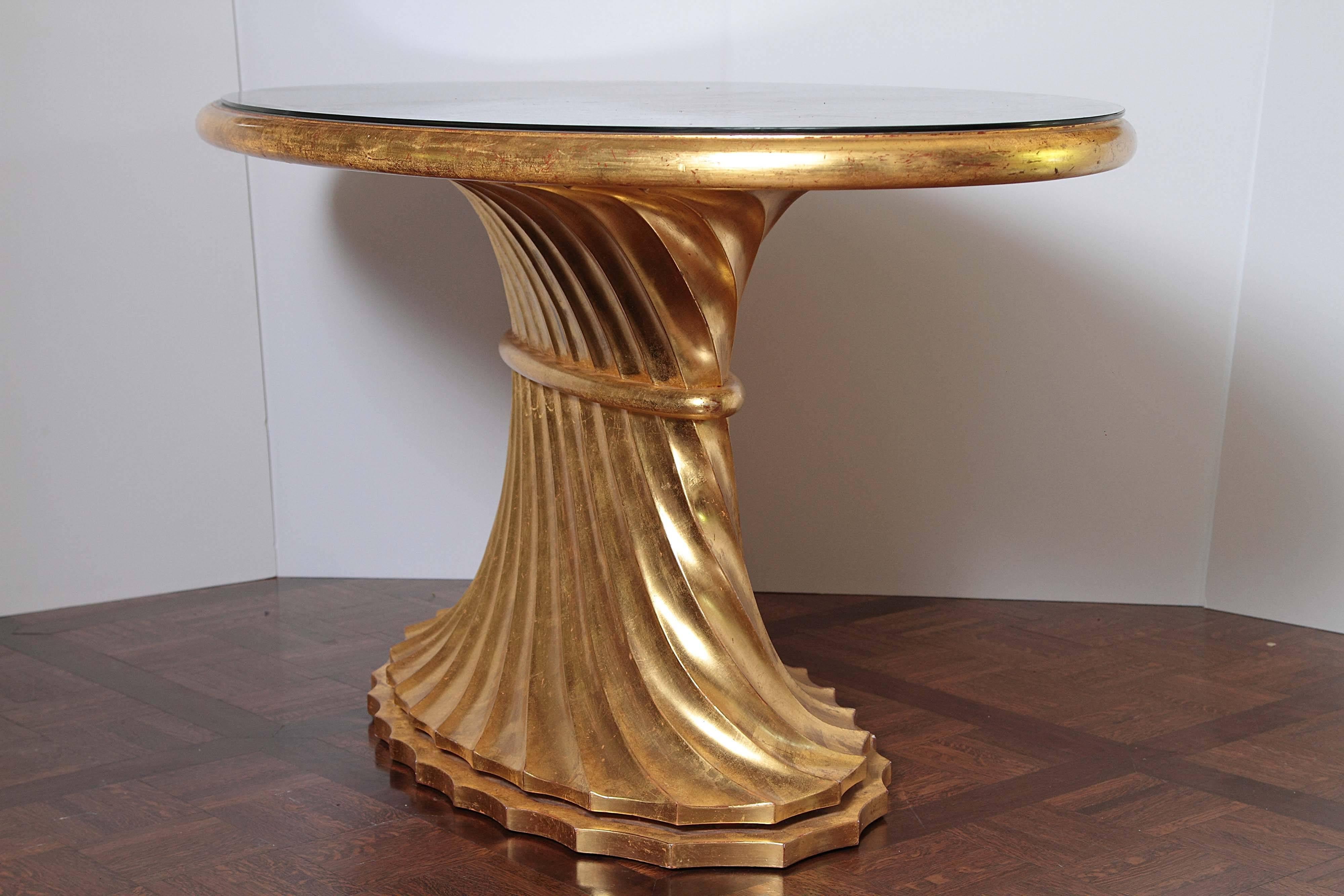 North American Limited Edition Walnut Table with Water Gilds in 24-Karat Gold For Sale