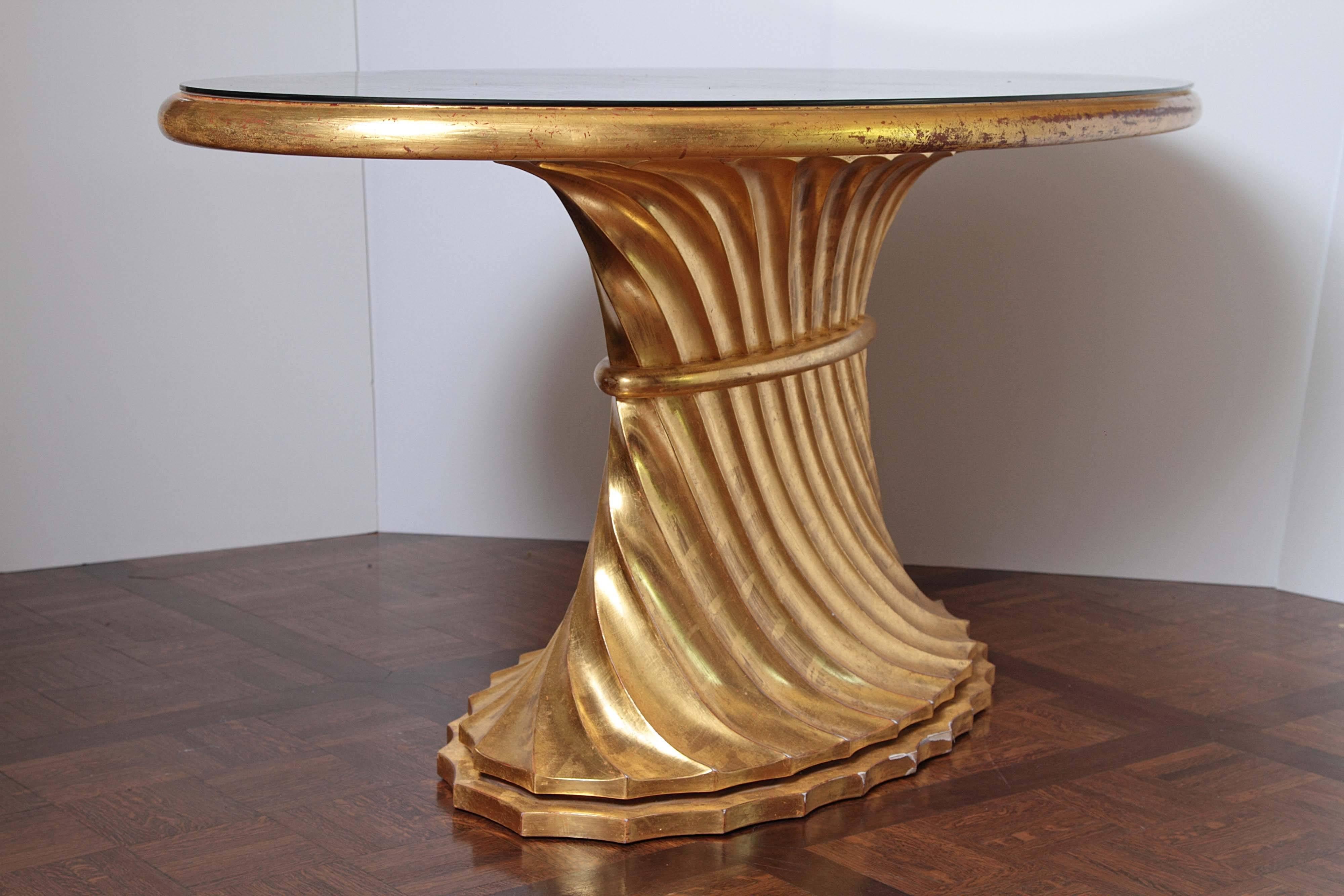 Contemporary Limited Edition Walnut Table with Water Gilds in 24-Karat Gold For Sale