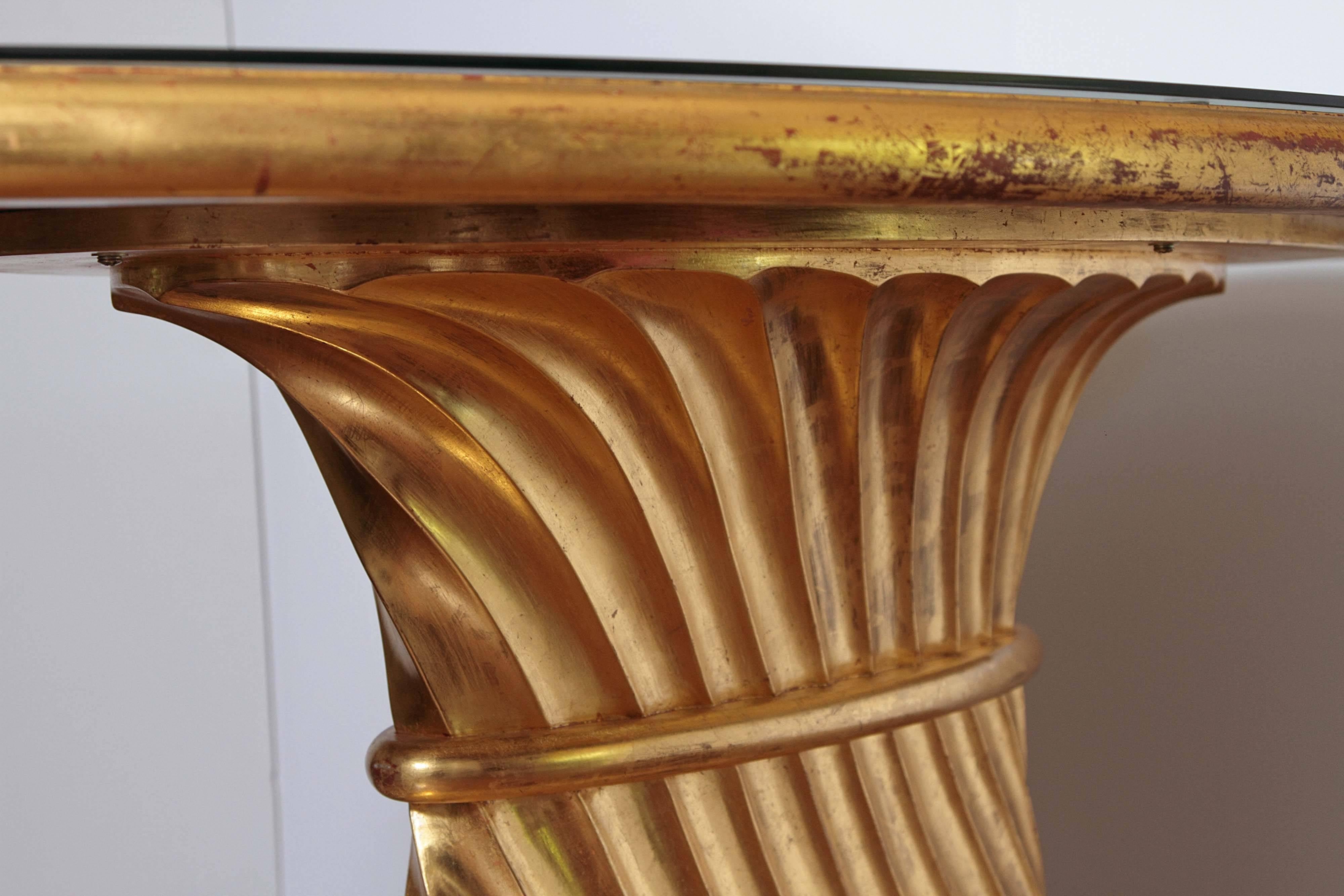 Limited Edition Walnut Table with Water Gilds in 24-Karat Gold For Sale 1