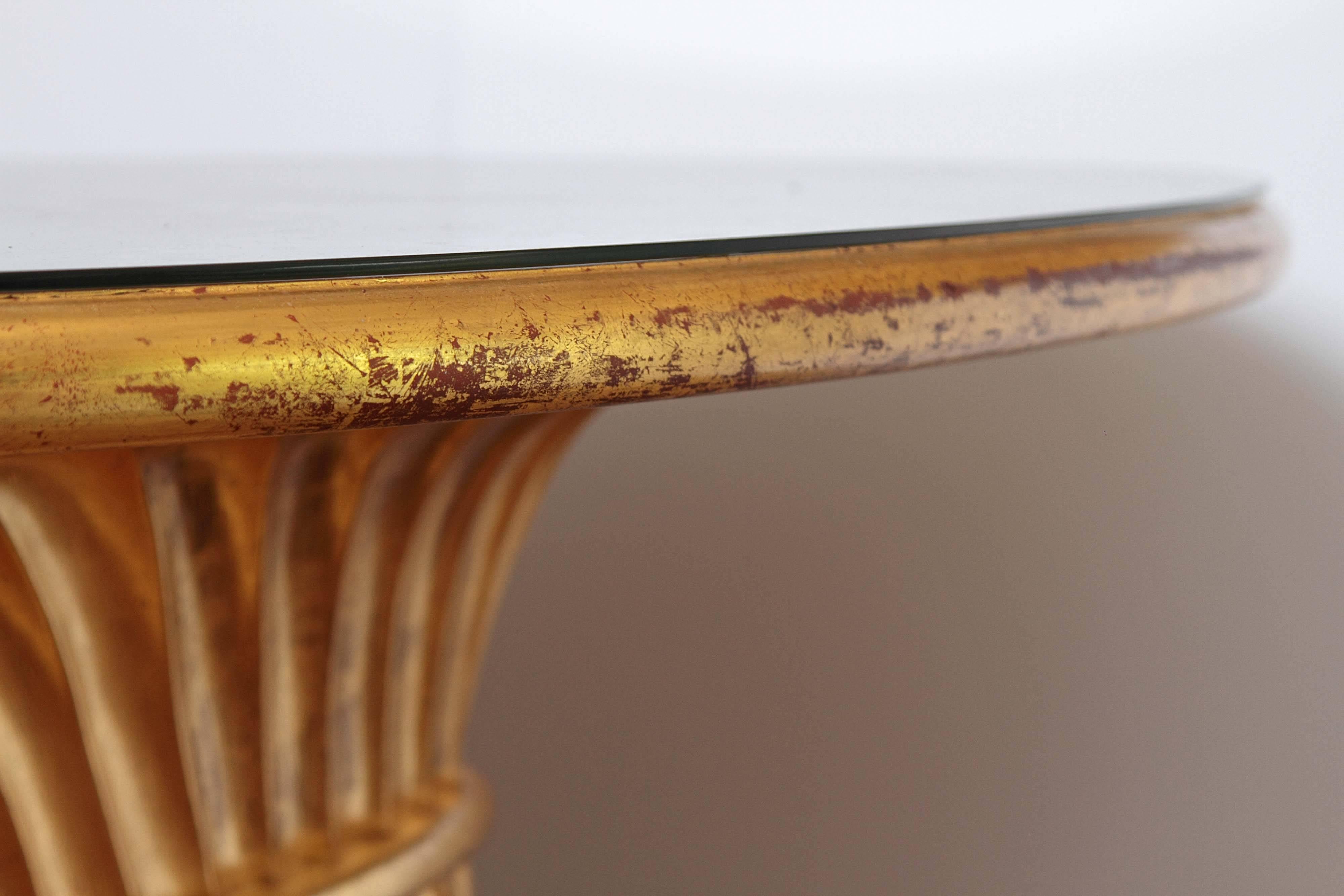 Limited Edition Walnut Table with Water Gilds in 24-Karat Gold For Sale 3