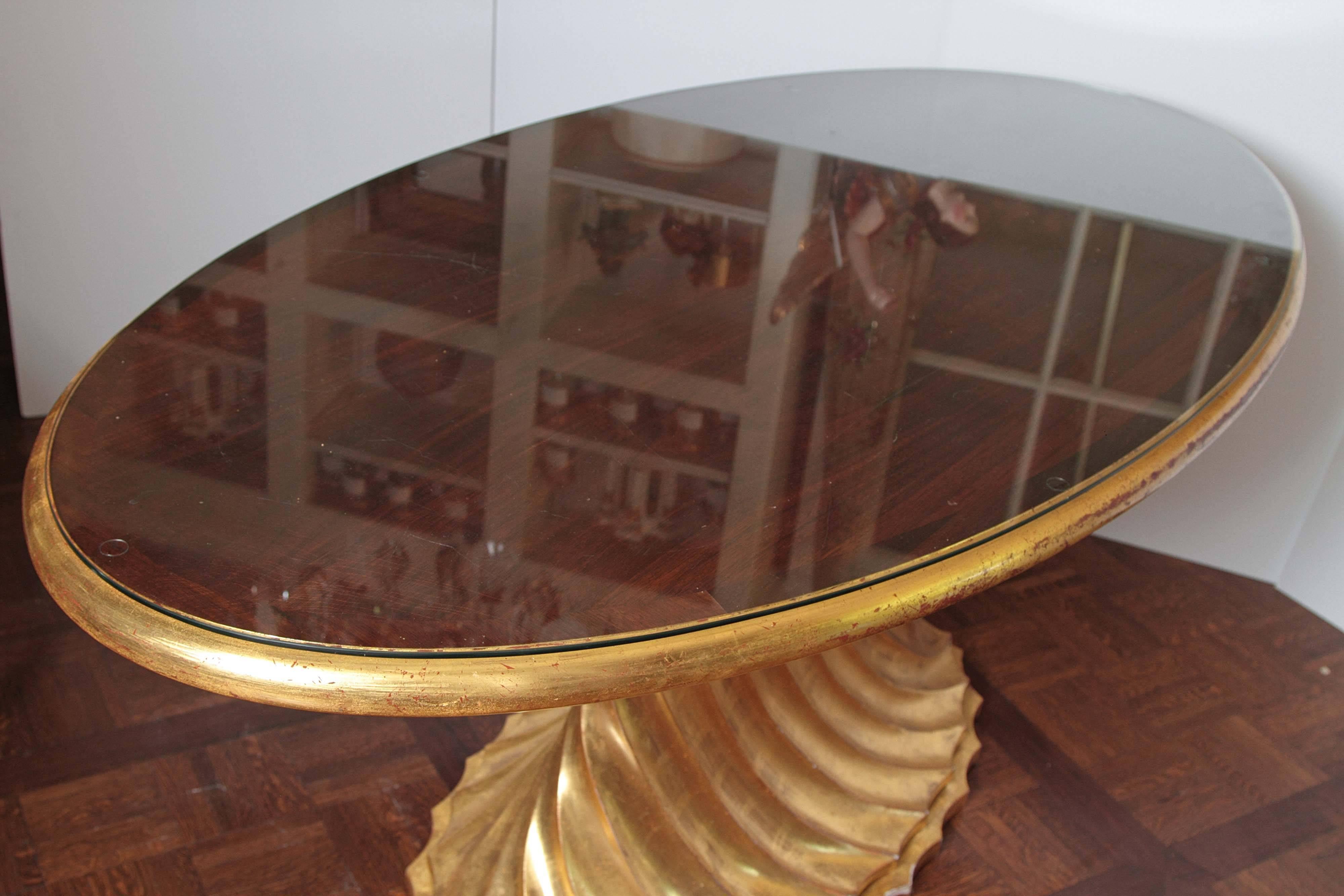 Limited Edition Walnut Table with Water Gilds in 24-Karat Gold For Sale 4