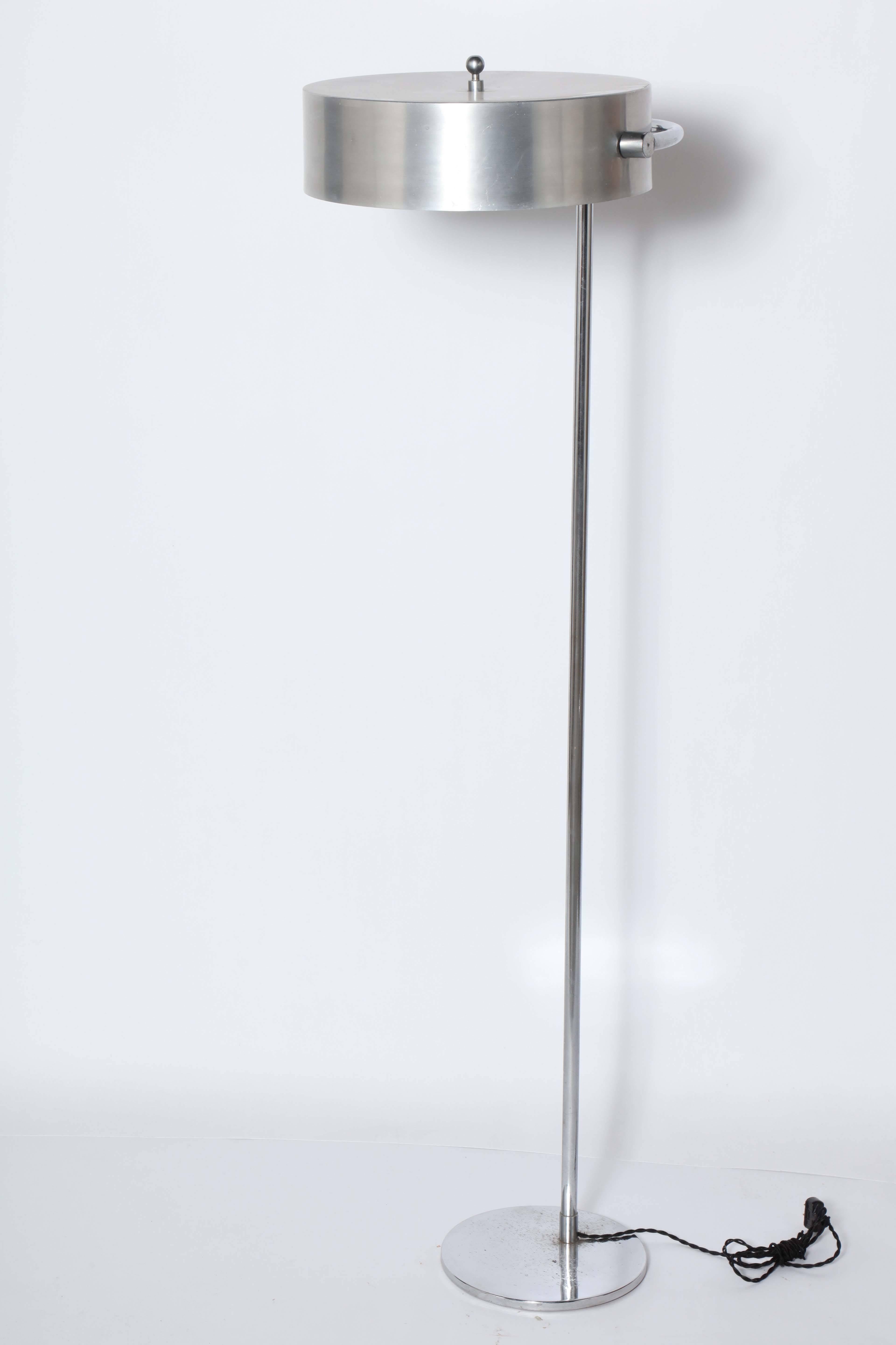 Mid-20th Century Circa 1935 Kurt Versen Chrome and Brushed Aluminum Floor Lamp