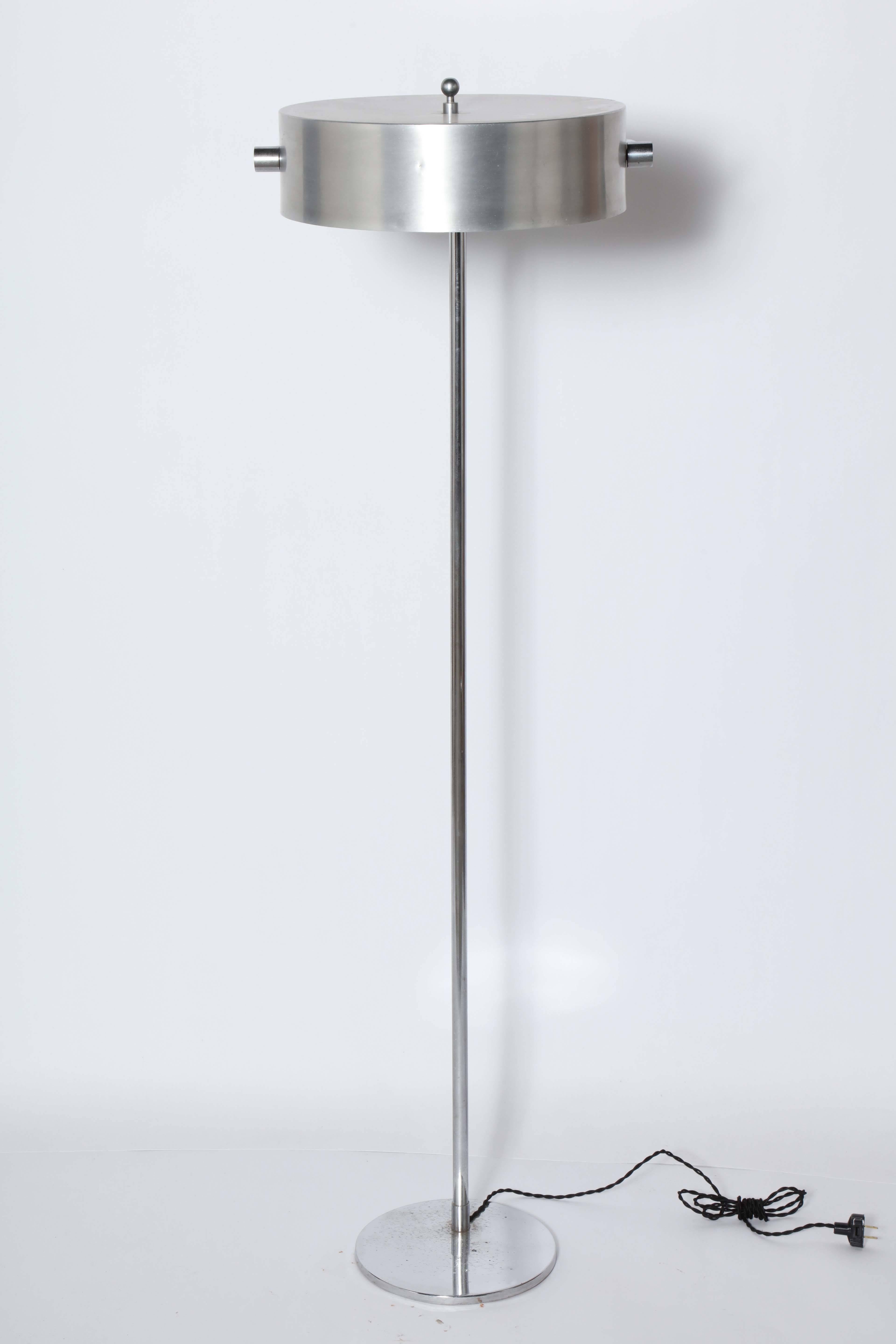 Circa 1935 Kurt Versen Chrome and Brushed Aluminum Floor Lamp 2