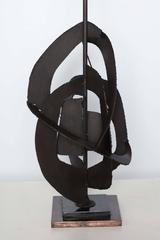 Monumental Harry Balmer for Laurel Lamp Co. Torch Cut Iron Brutalist Table Lamp