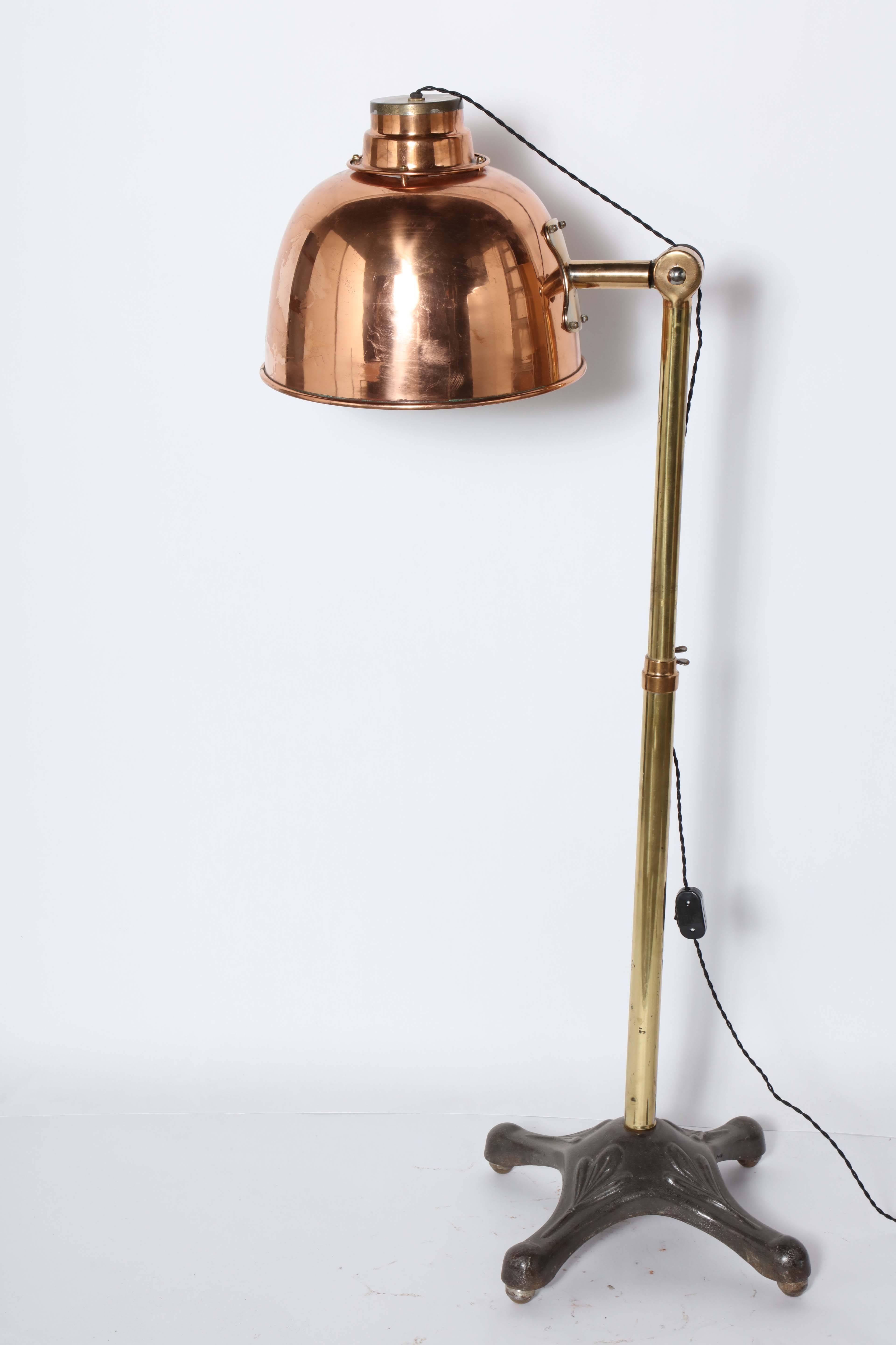 Substantial Infralite Steel & Brass Floor Lamp with Large Copper Shade, C. 1910 2