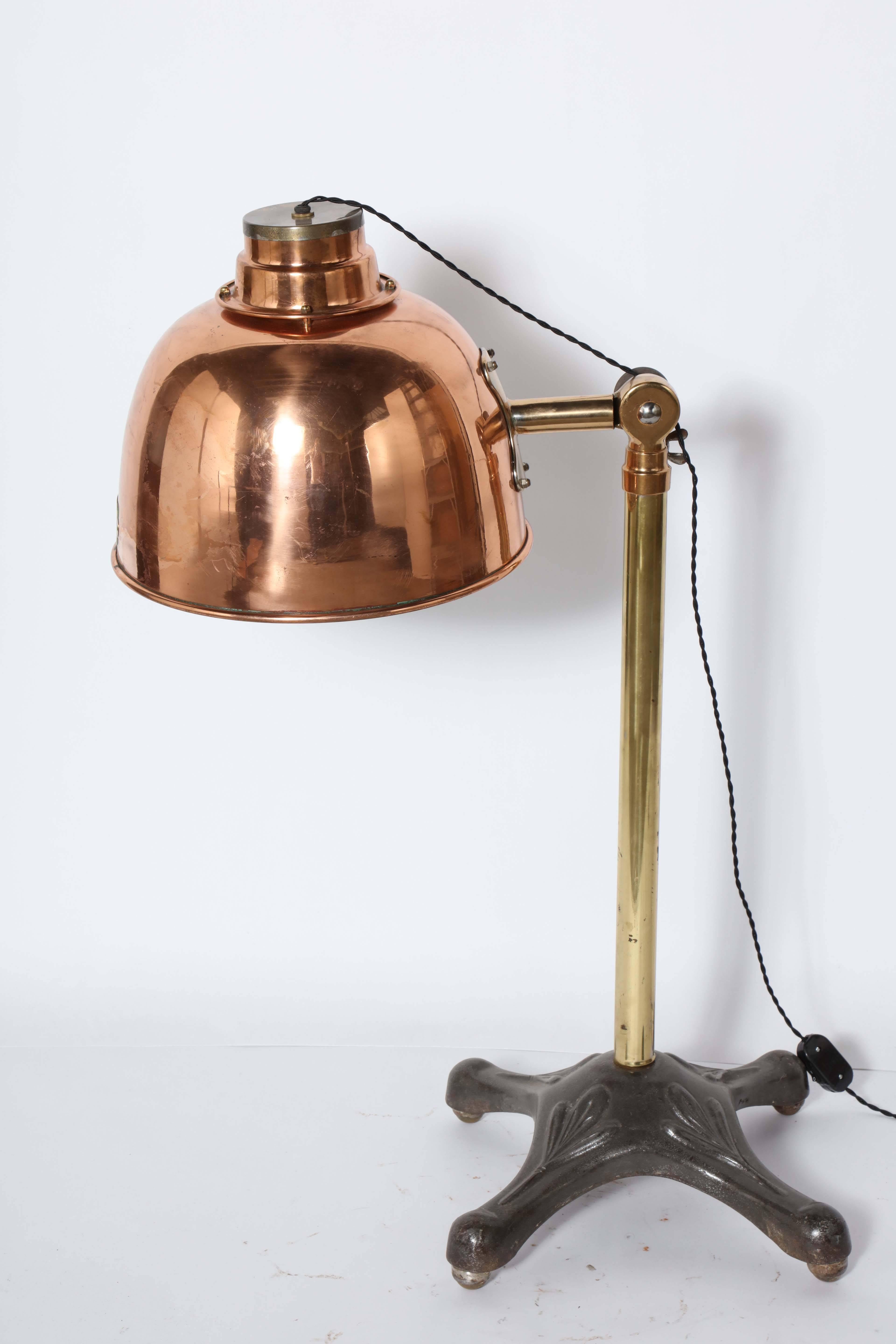 Substantial Infralite Steel & Brass Floor Lamp with Large Copper Shade, C. 1910 3