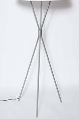 T. H. Robsjohn-Gibbings Brushed Nickel Tripod Floor Lamp with Parchment Shade