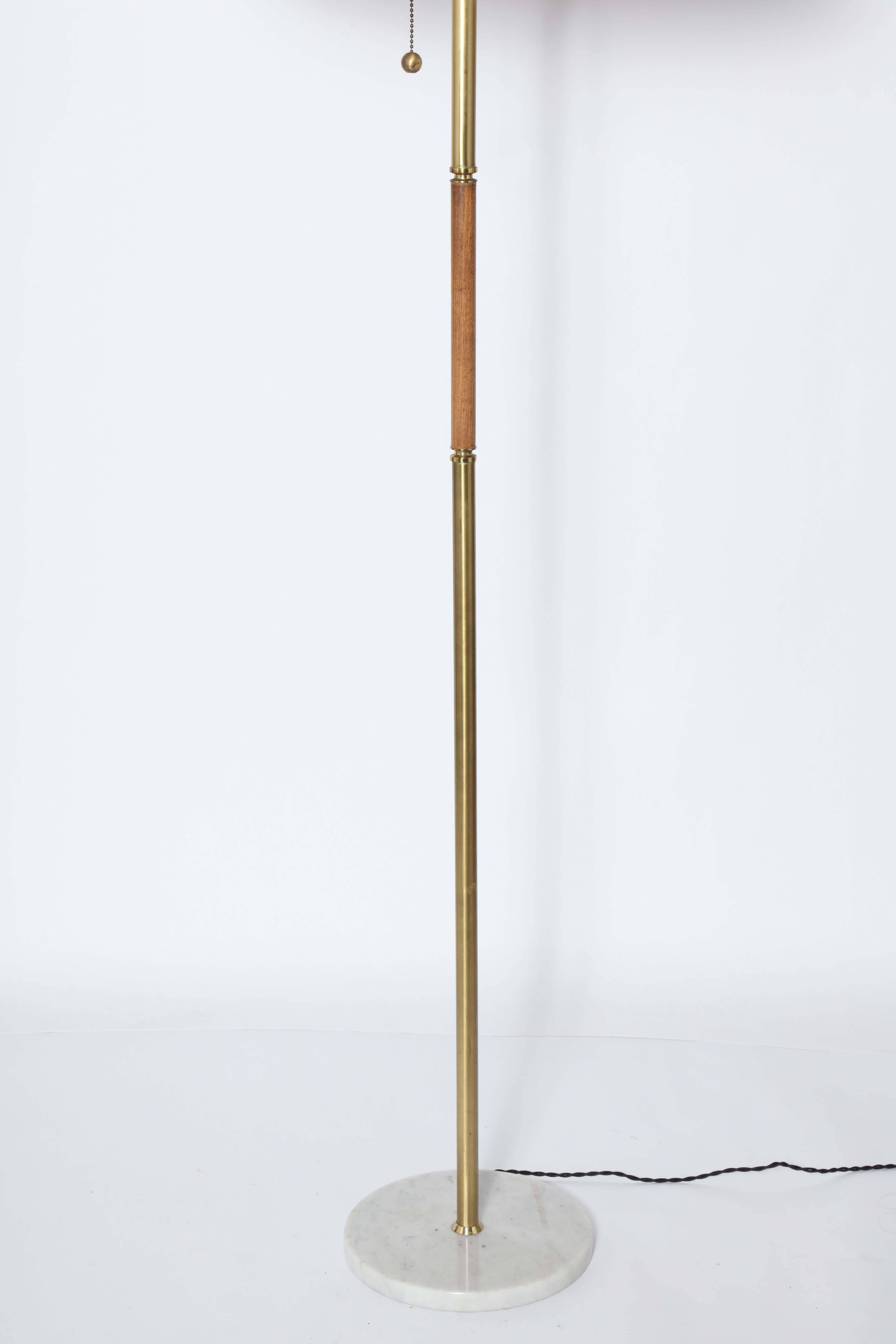 Mid-Century Modern Gerald Thurston for Lightolier Brass, Marble and Teak Floor Lamp, 1960s 