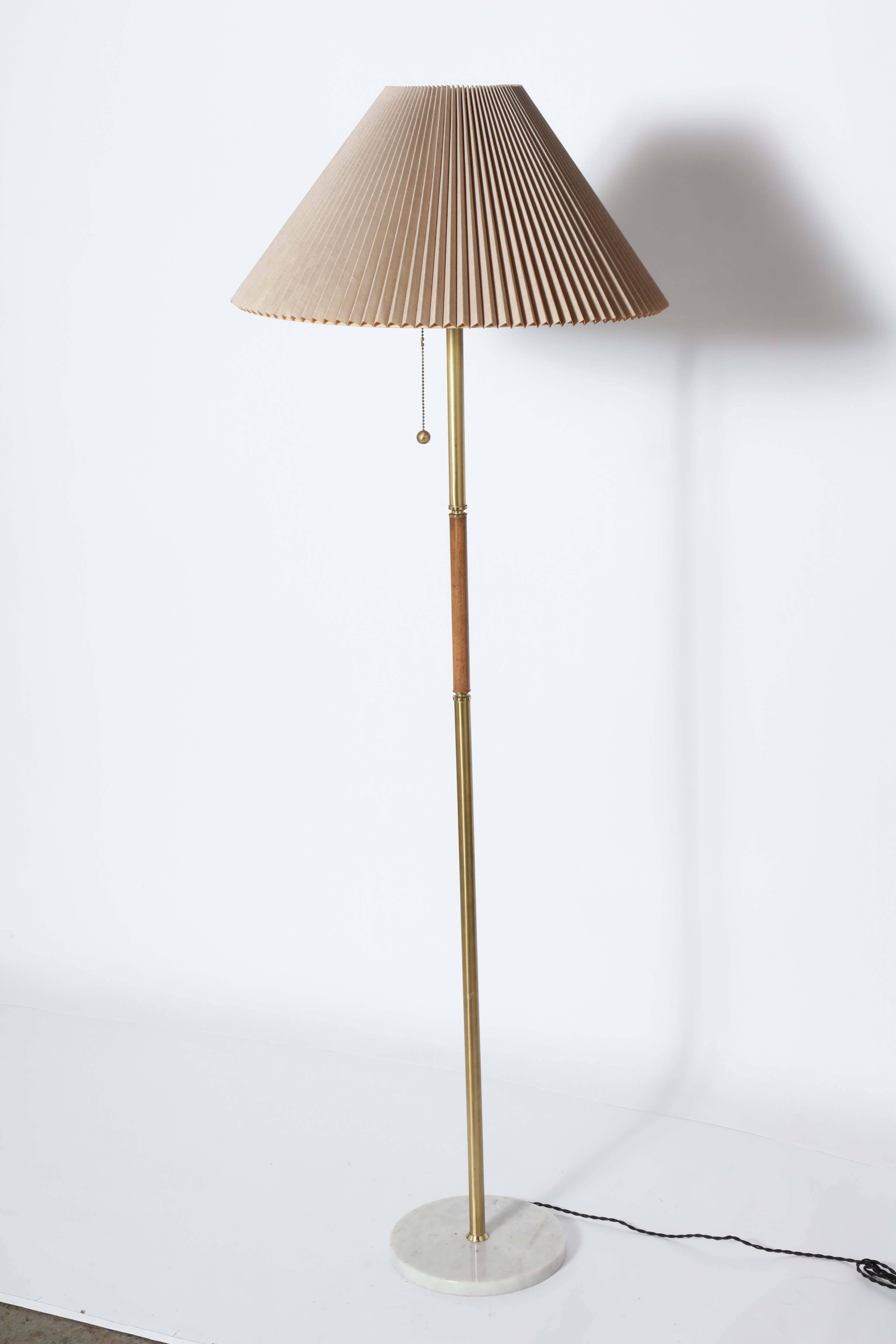 Gerald Thurston for Lightolier Brass, Marble and Teak Floor Lamp, 1960s  1