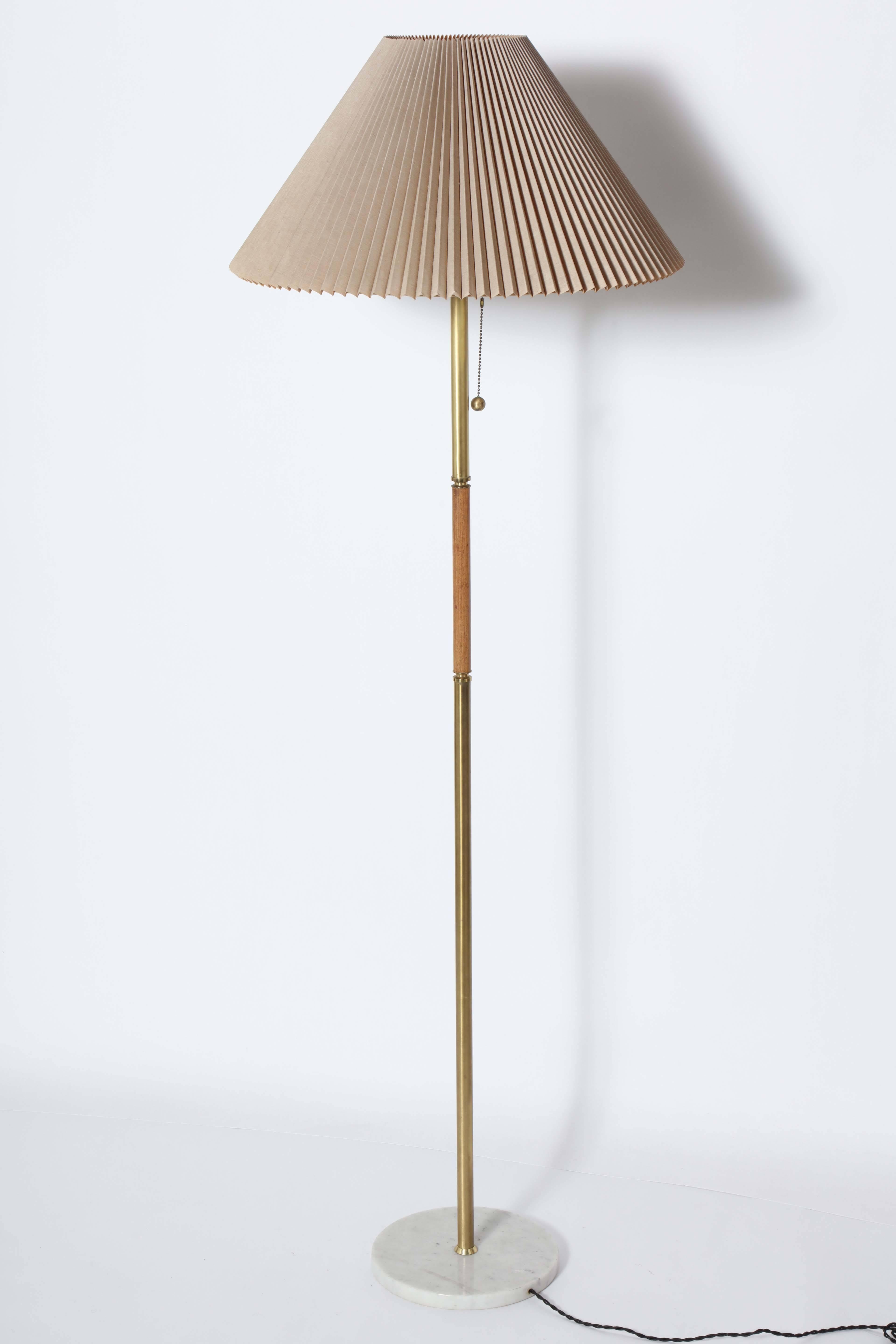 Gerald Thurston for Lightolier Brass, Marble and Teak Floor Lamp, 1960s  2