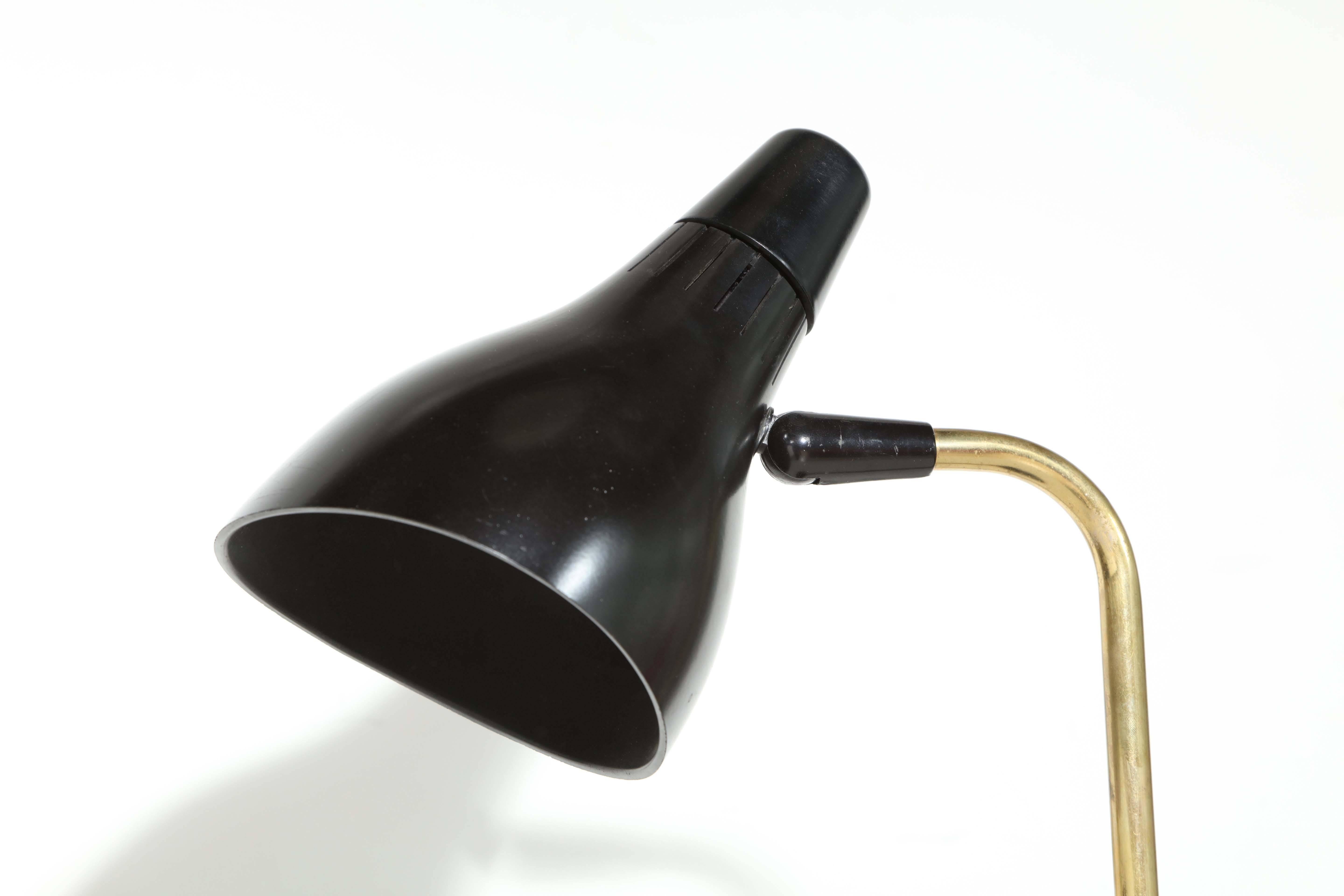 American 1950s Gerald Thurston for Lightolier Adjustable Brass and Black Desk Lamp