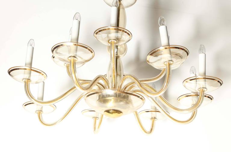 Classical 1950s Murano Warm Transparent TwelveArm Candlestick