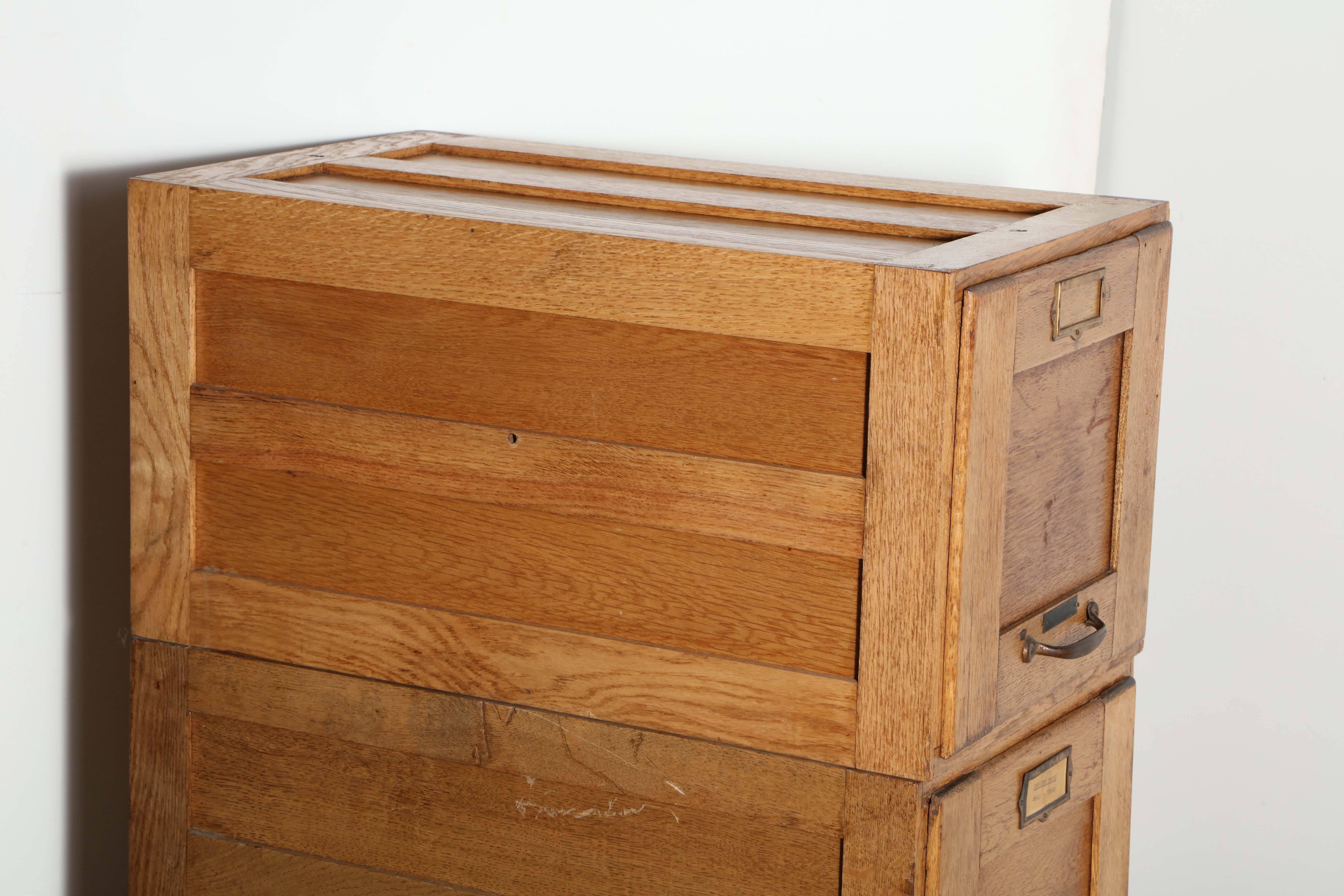 Early 20th Century Four Stack Oak File Boxes 3