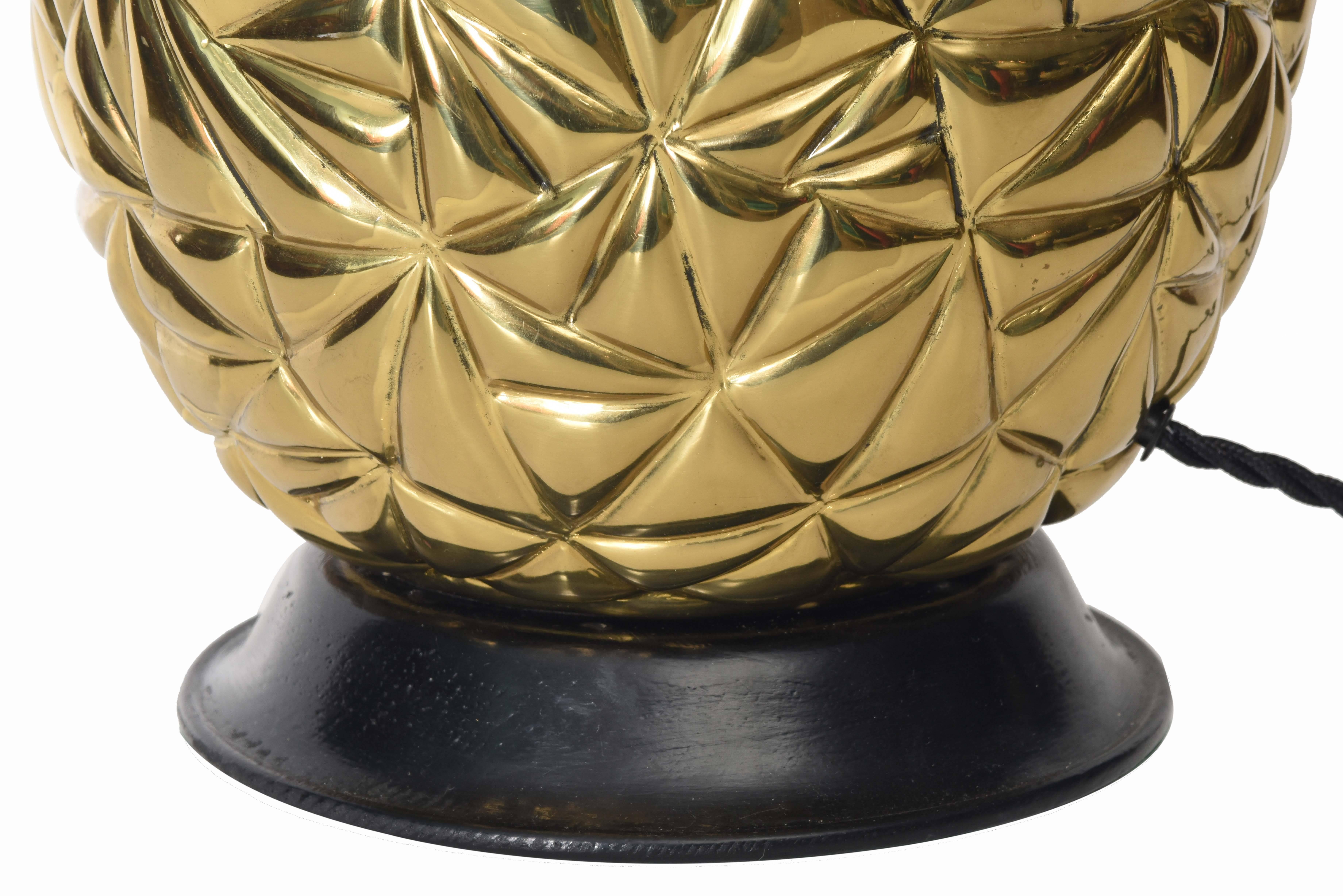 Carved Brass Pineapple Table Lamp