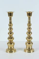 Pair of Polished Victorian Brass Candlesticks