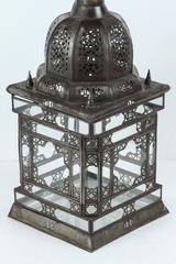 Moroccan Moorish Clear Glass Lantern with Filigree Design
