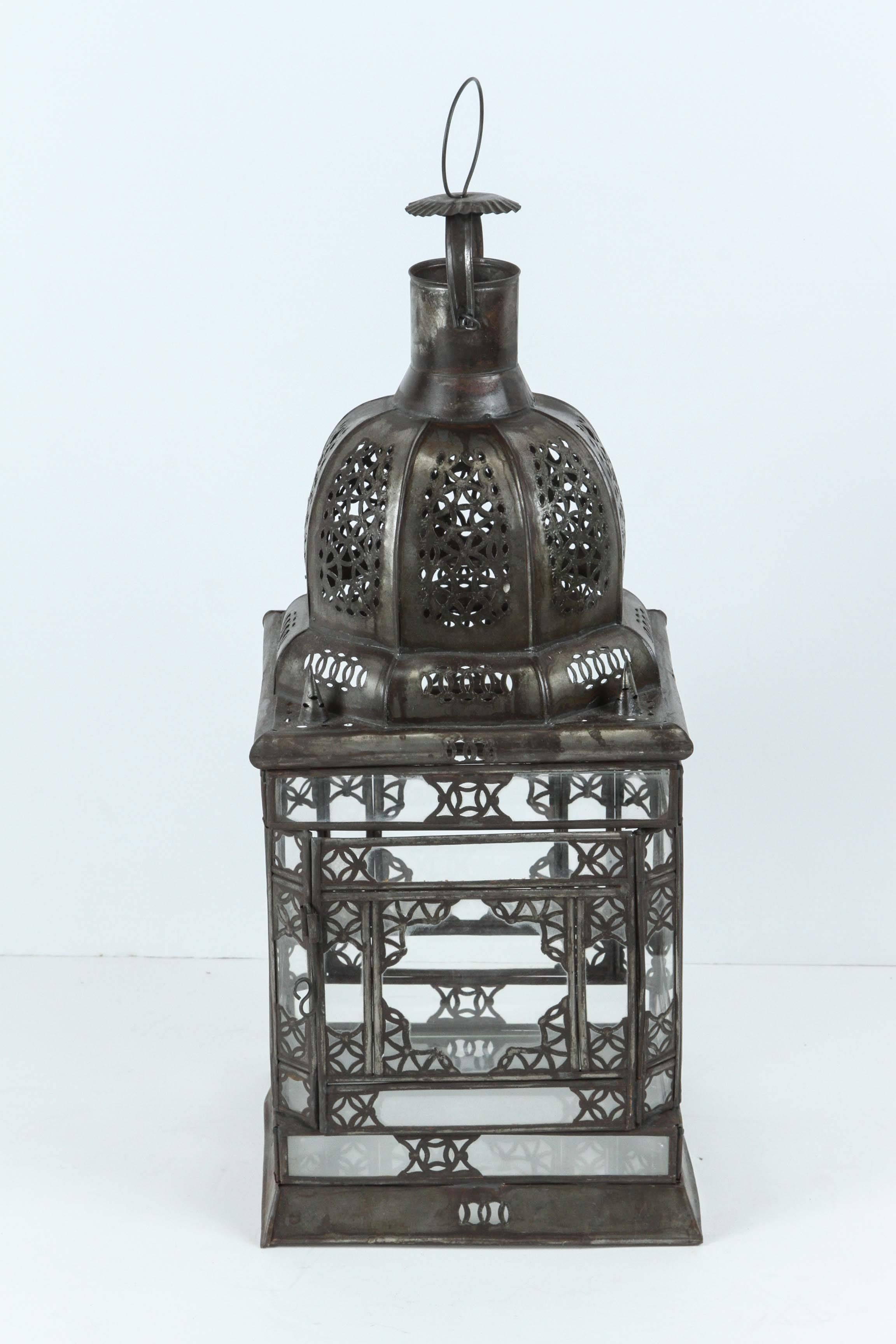 Moroccan Moorish Clear Glass Lantern with Filigree Design For Sale 1