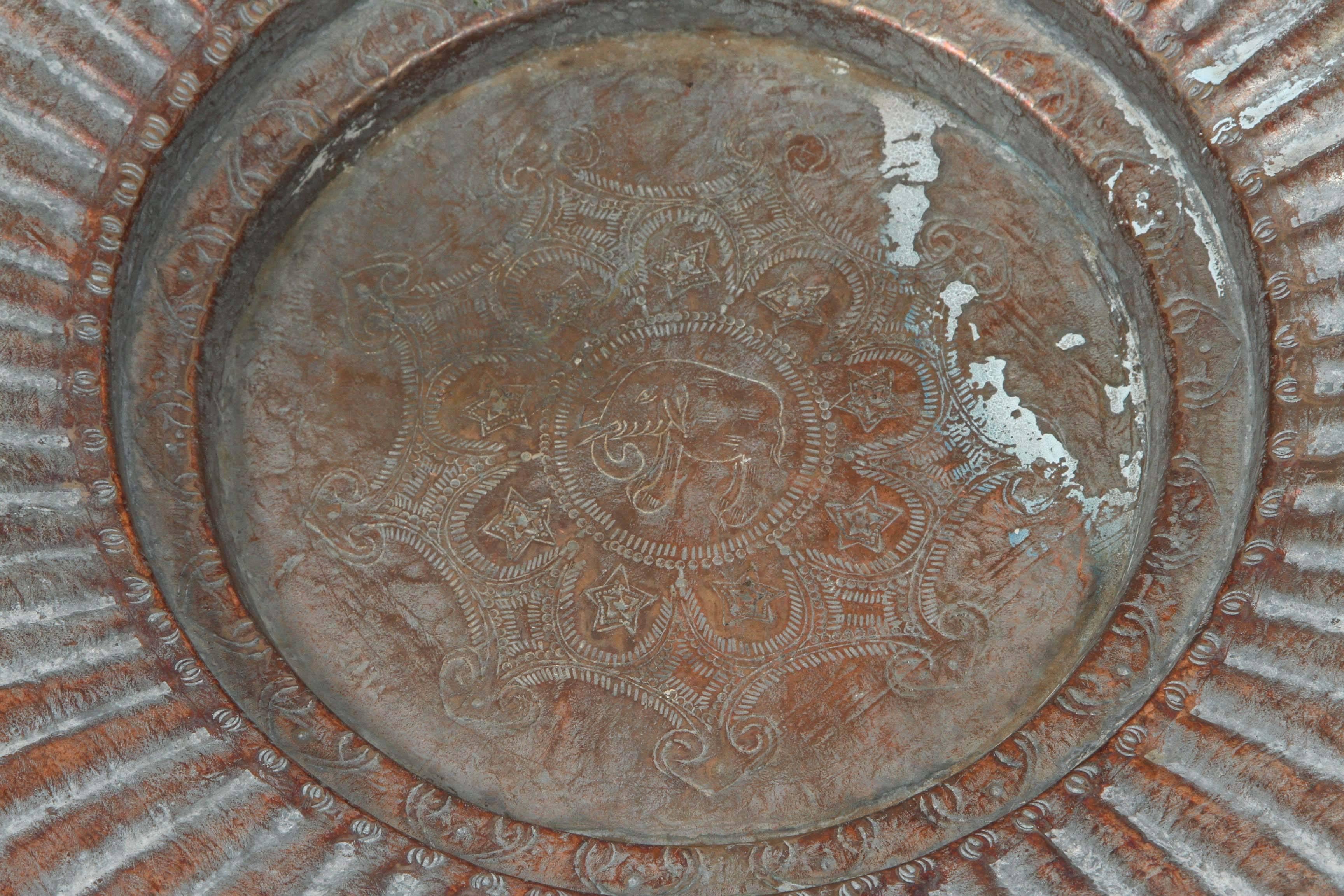 Anglo Raj Pair of Tinned Copper Rajasthani Hanging Metal Bowls