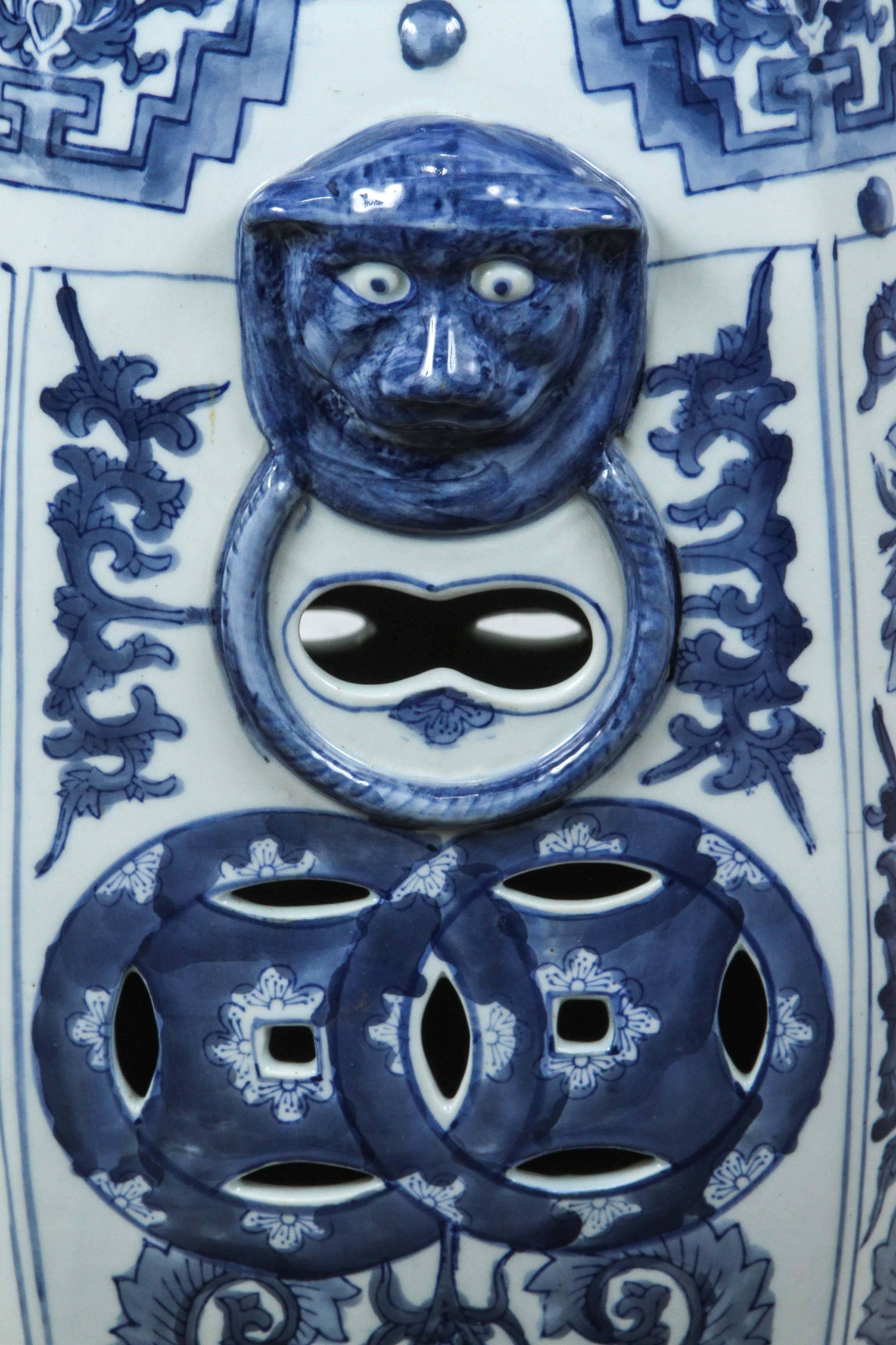 Pair of Blue and White Chine Ceramic Garden Stools 1