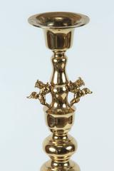 Vintage Mid-Century Chinoiserie Brass Candlesticks with Fu Dogs, 1950