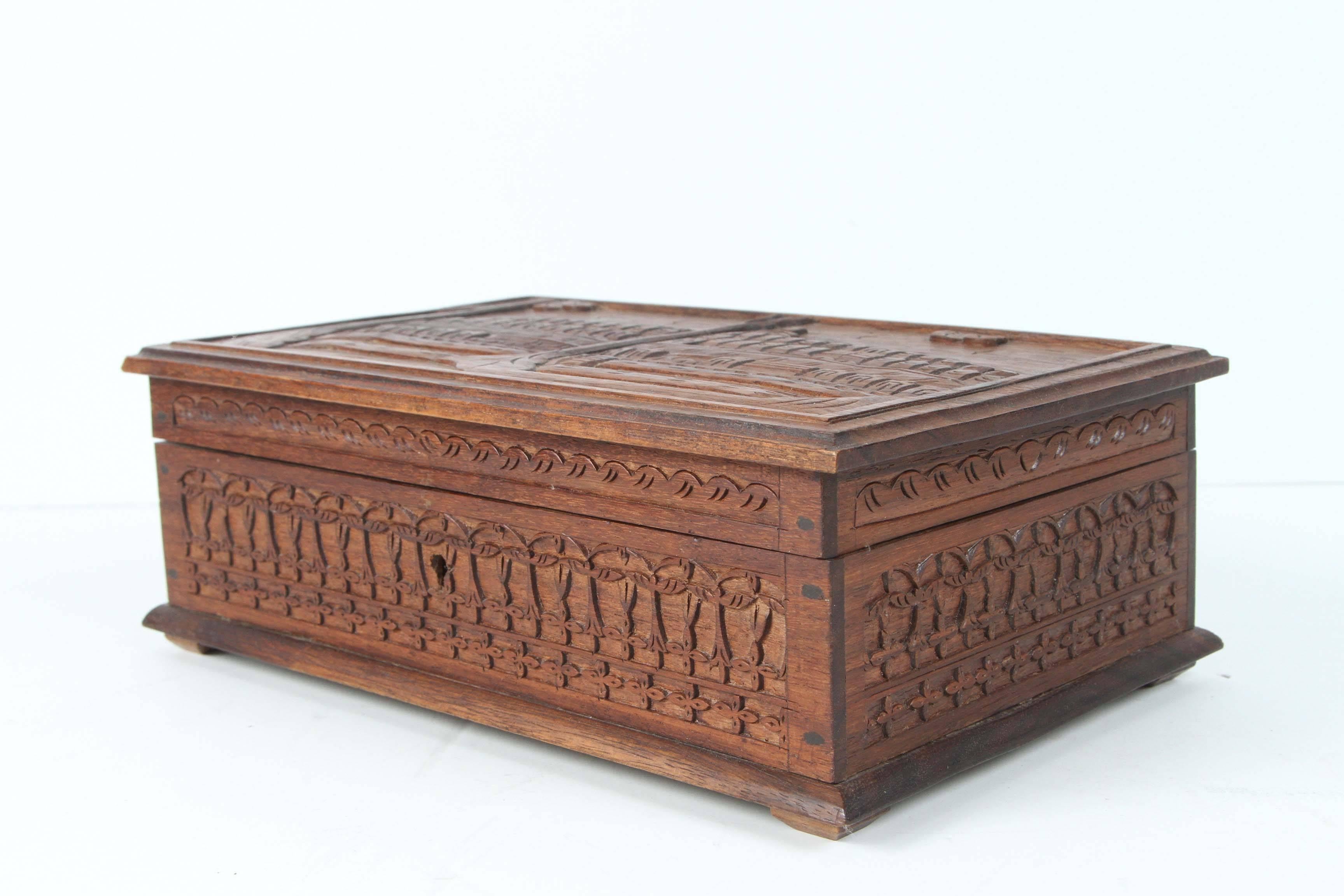 Wood Handcrafted Anglo Indian Jewelry Box