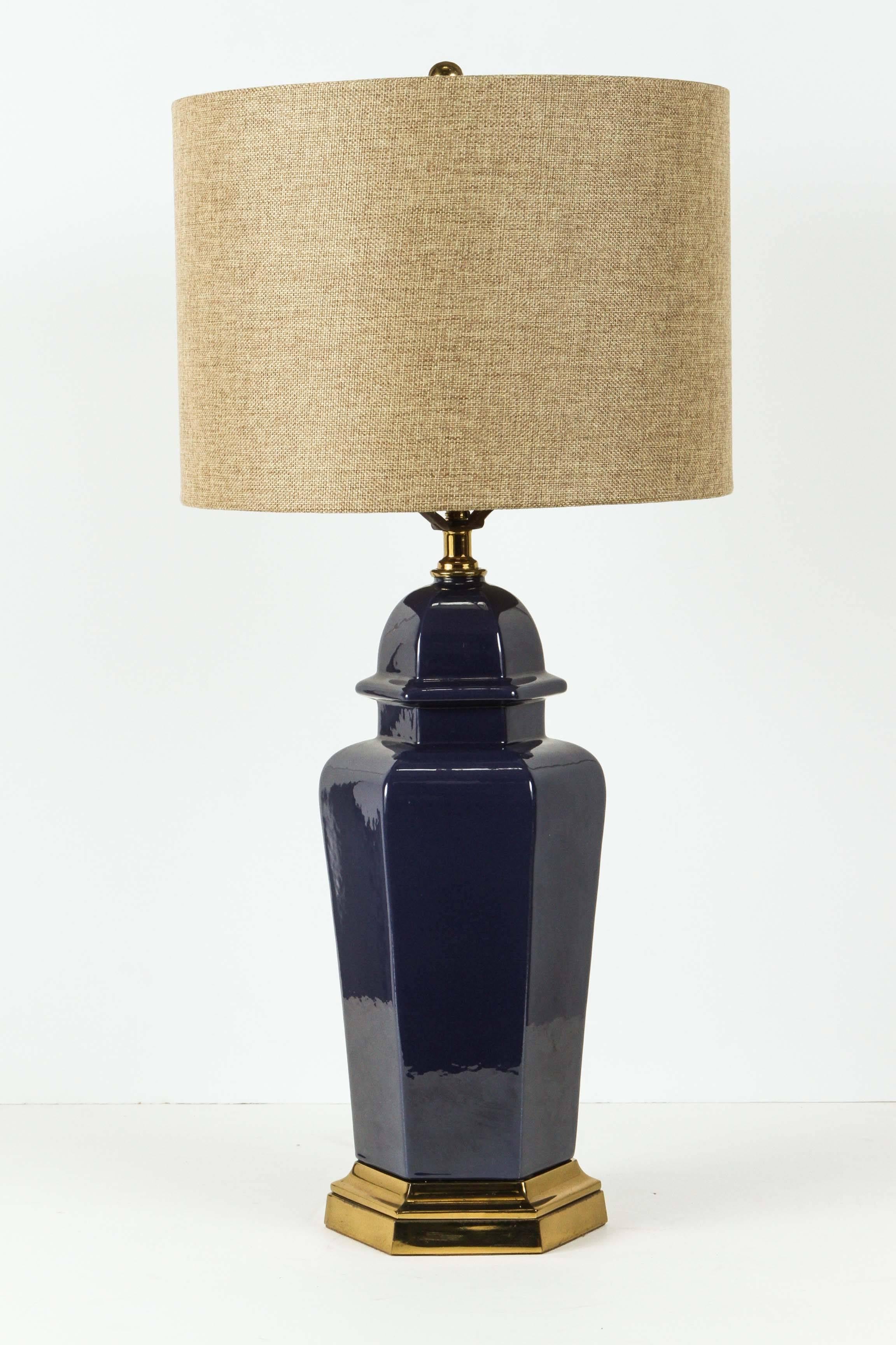 20th Century Pair of Modern Cobalt Blue Chinese Ginger Jars Table Lamps
