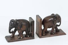 Ebony Hand-Carved Elephant Bookends