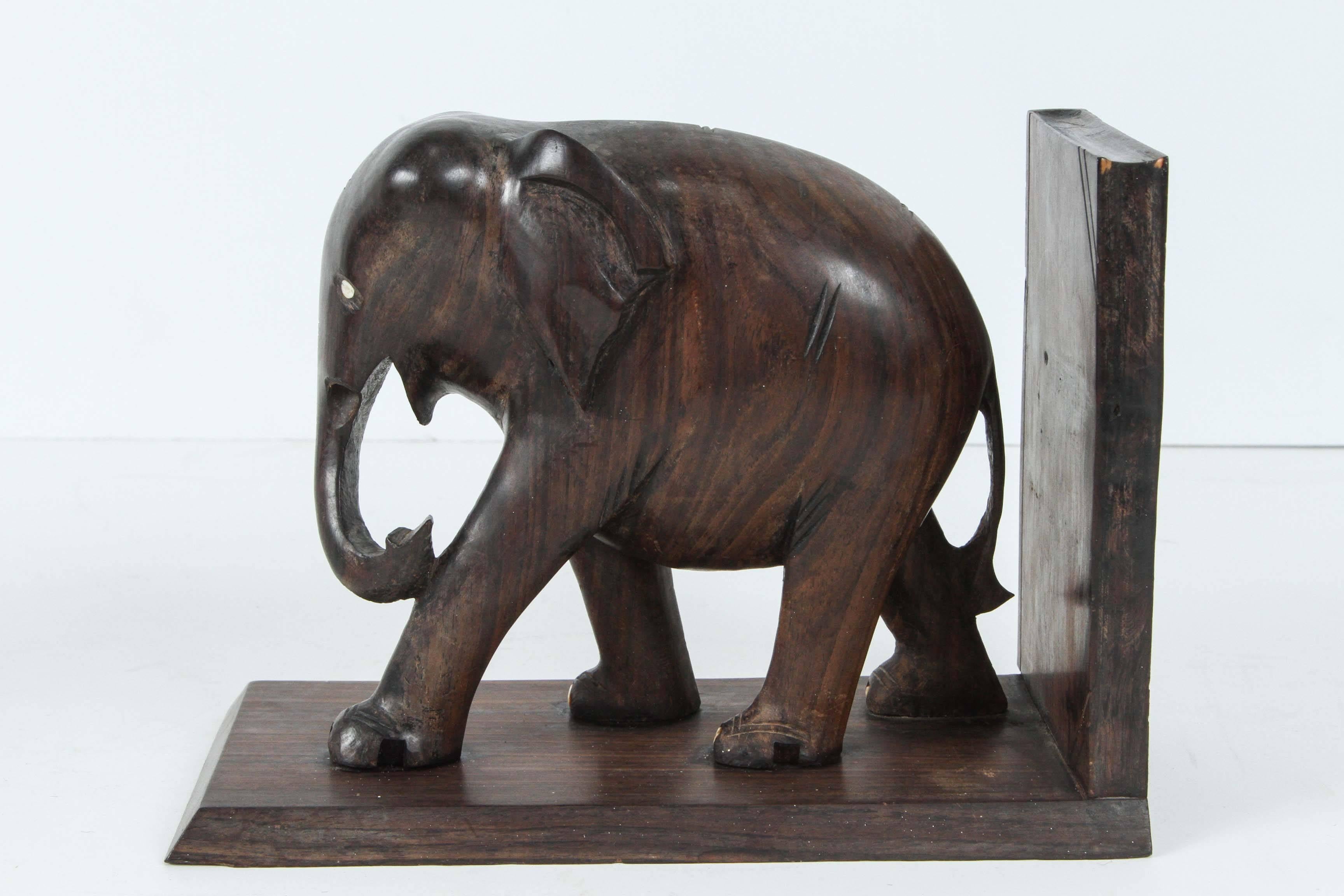 wooden elephant bookends