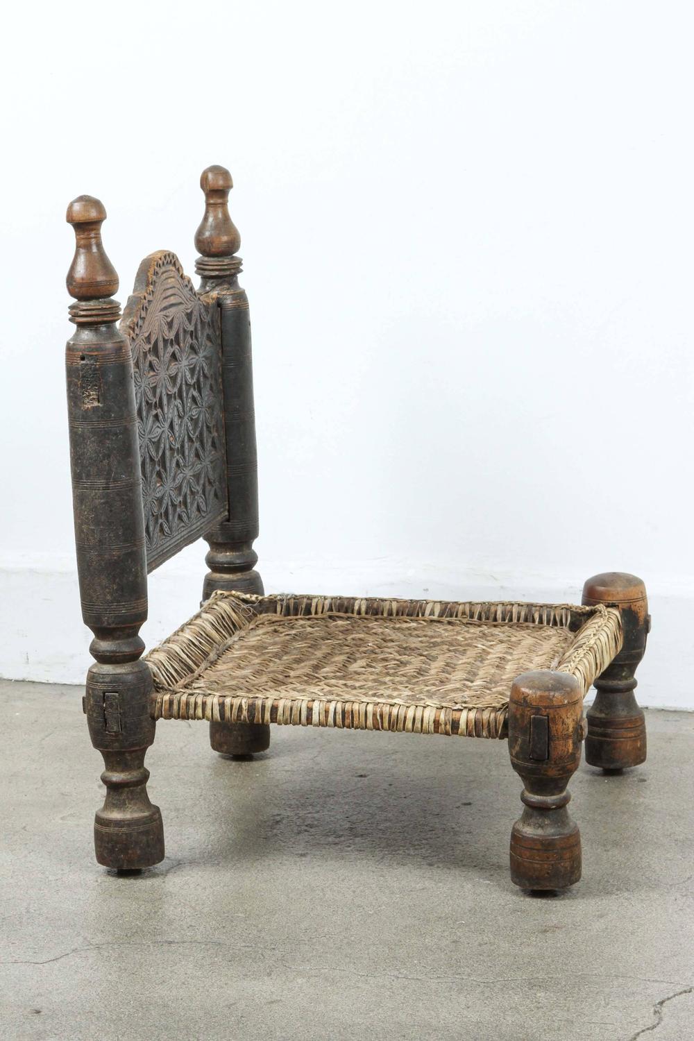 African Tribal Chair with Leather Seat at 1stdibs