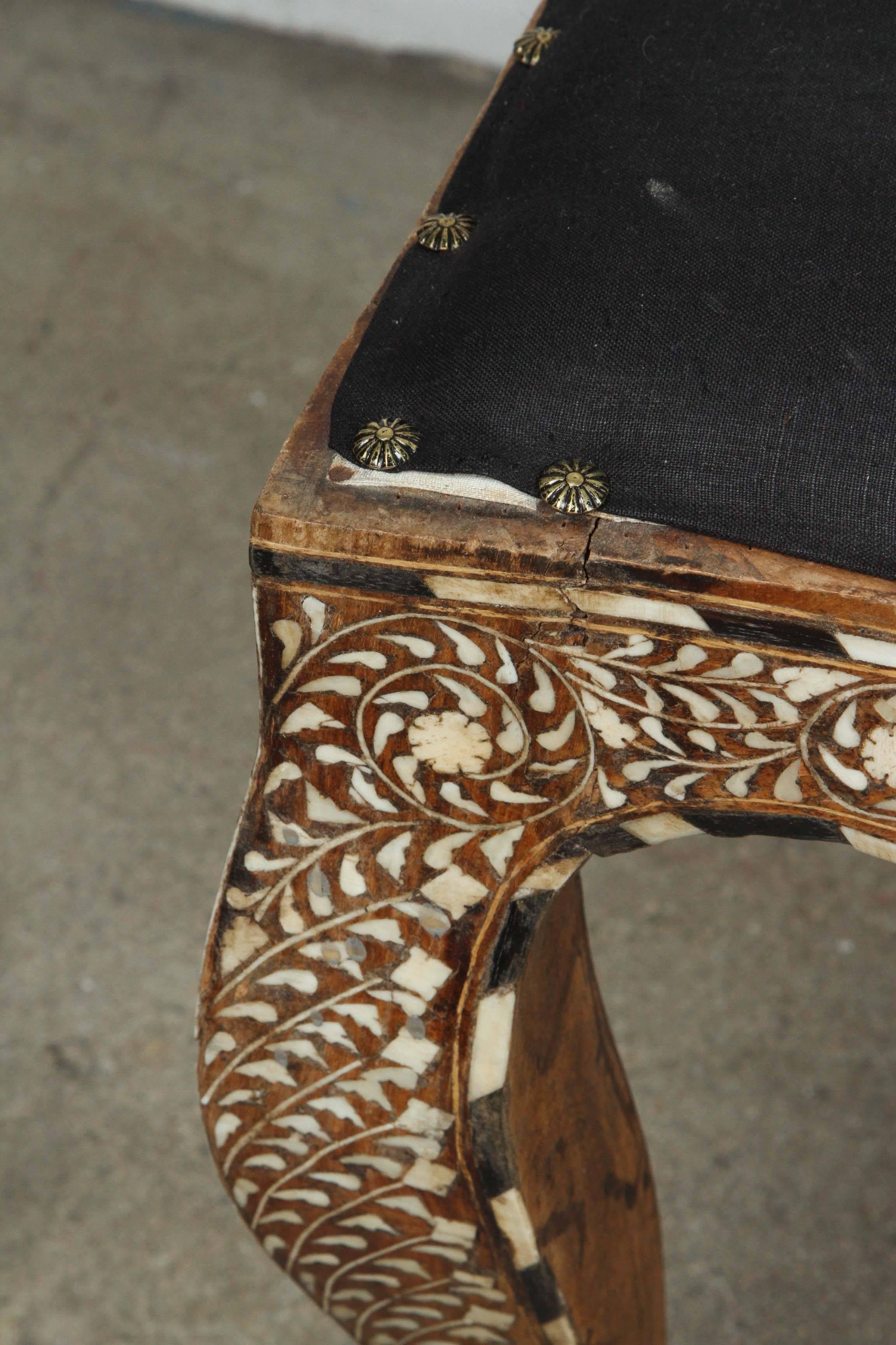 19th Century Anglo-Indian Bone-Inlaid Side Chair In Good Condition In North Hollywood, CA