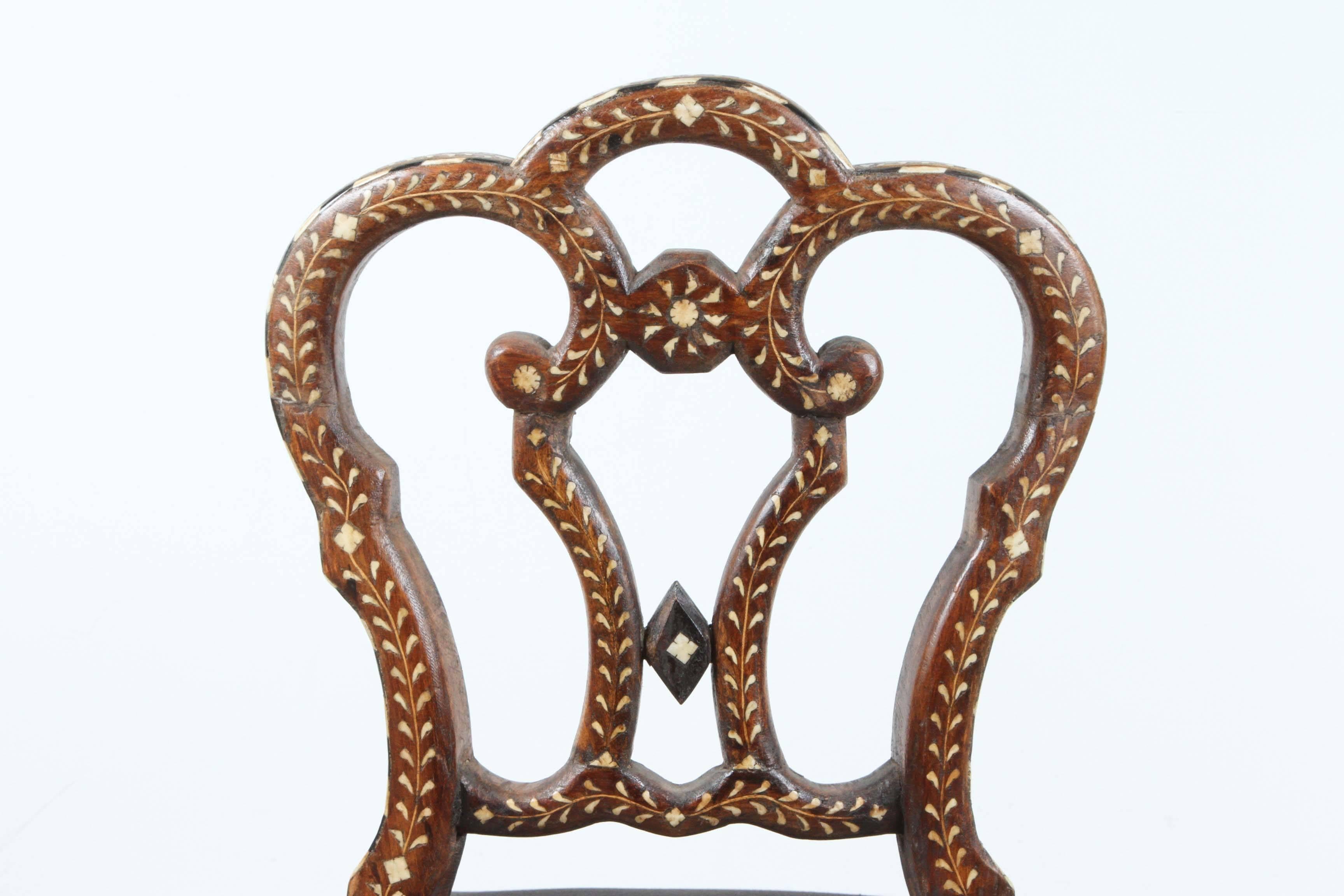 19th Century Anglo-Indian Bone-Inlaid Side Chair 4