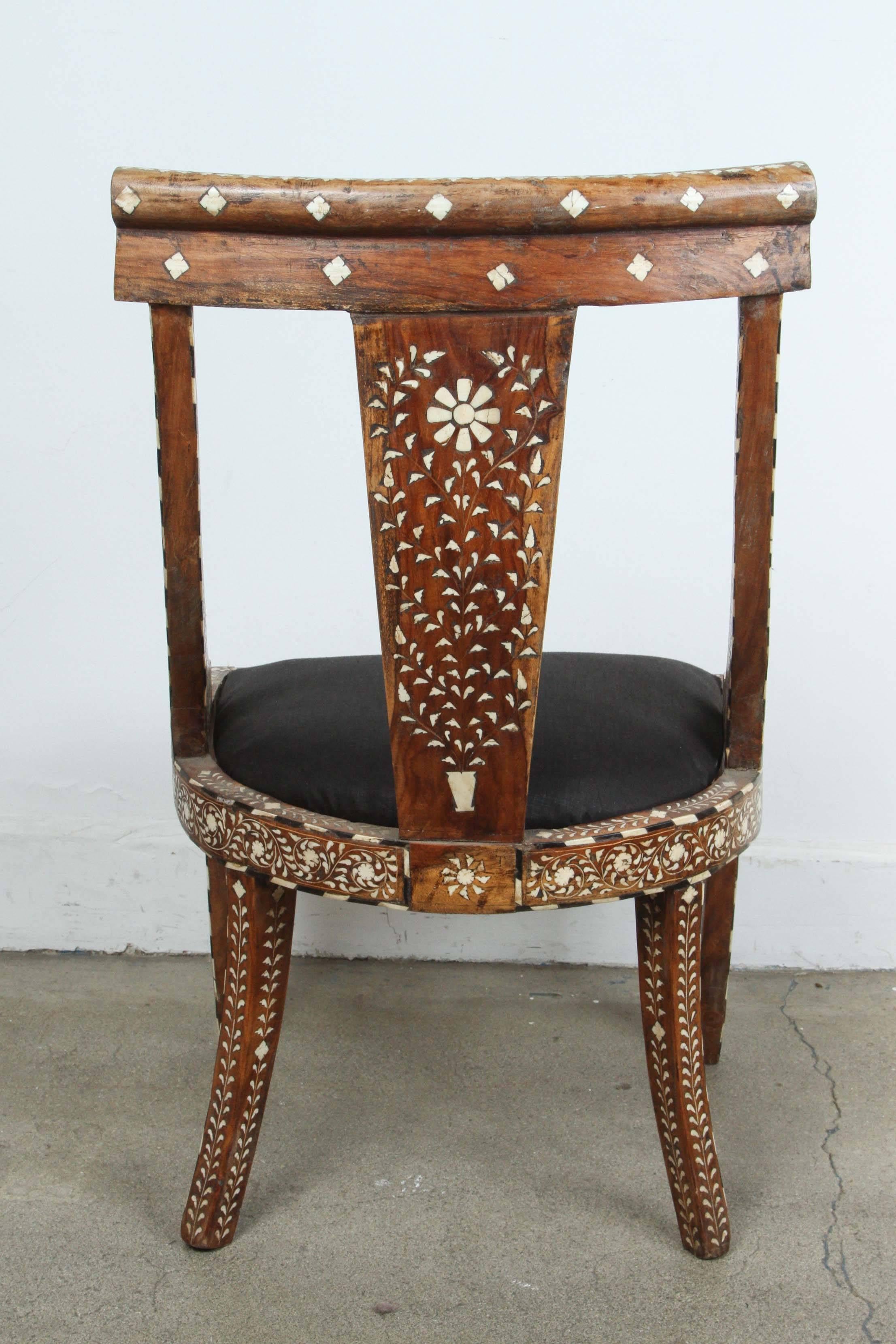19th Century Anglo-Indian Bone Inlay Side Chair In Good Condition In North Hollywood, CA