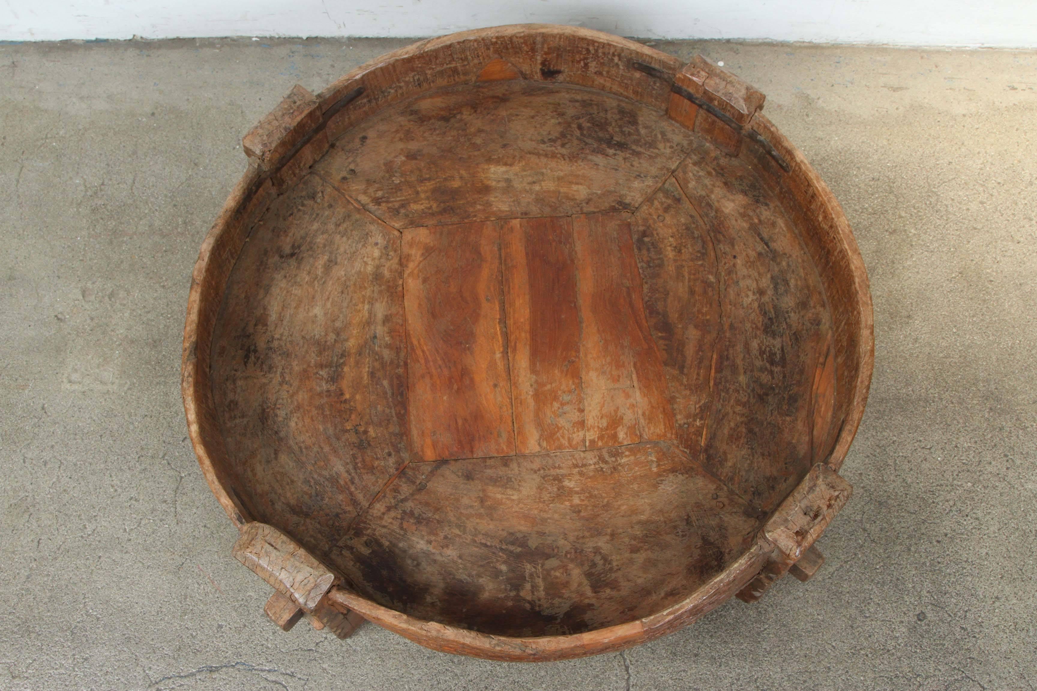 Hand-Carved Moroccan Round Tribal Low Table