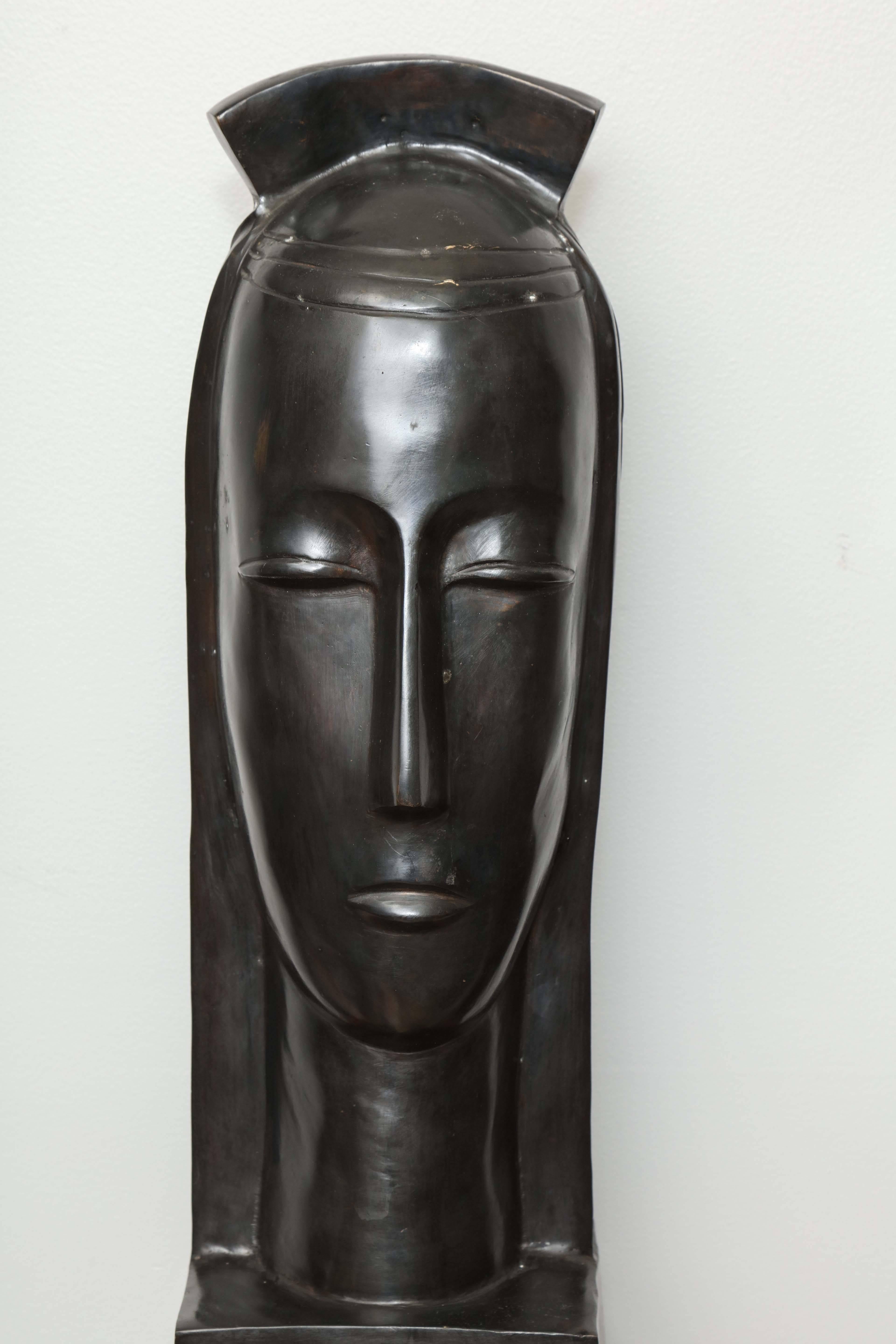 Patinated bronze sculpture by Gustave Miklos. Re-edition signed.