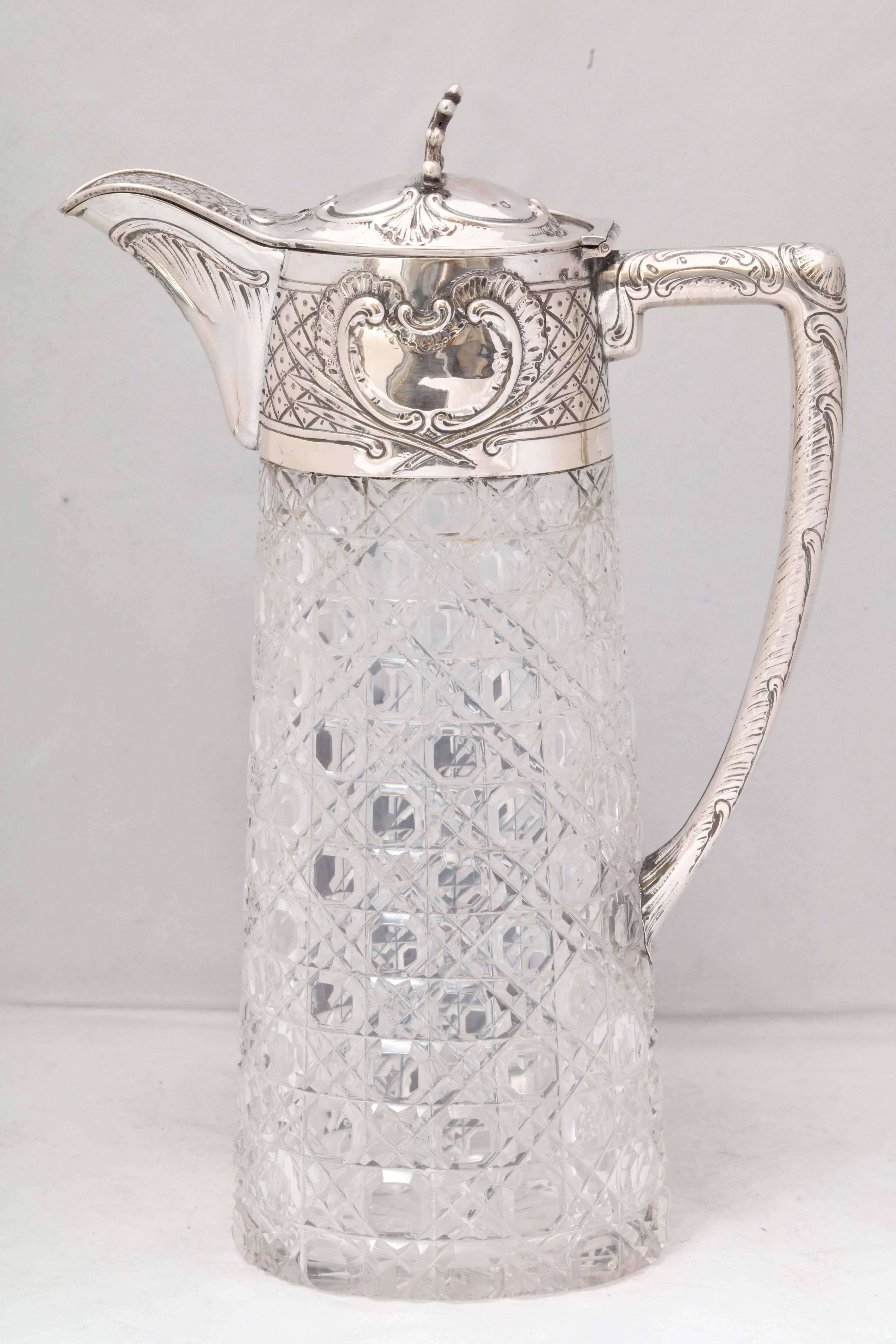 Late 19th Century Austrian Continental Silver .835 Mounted Claret Jug
