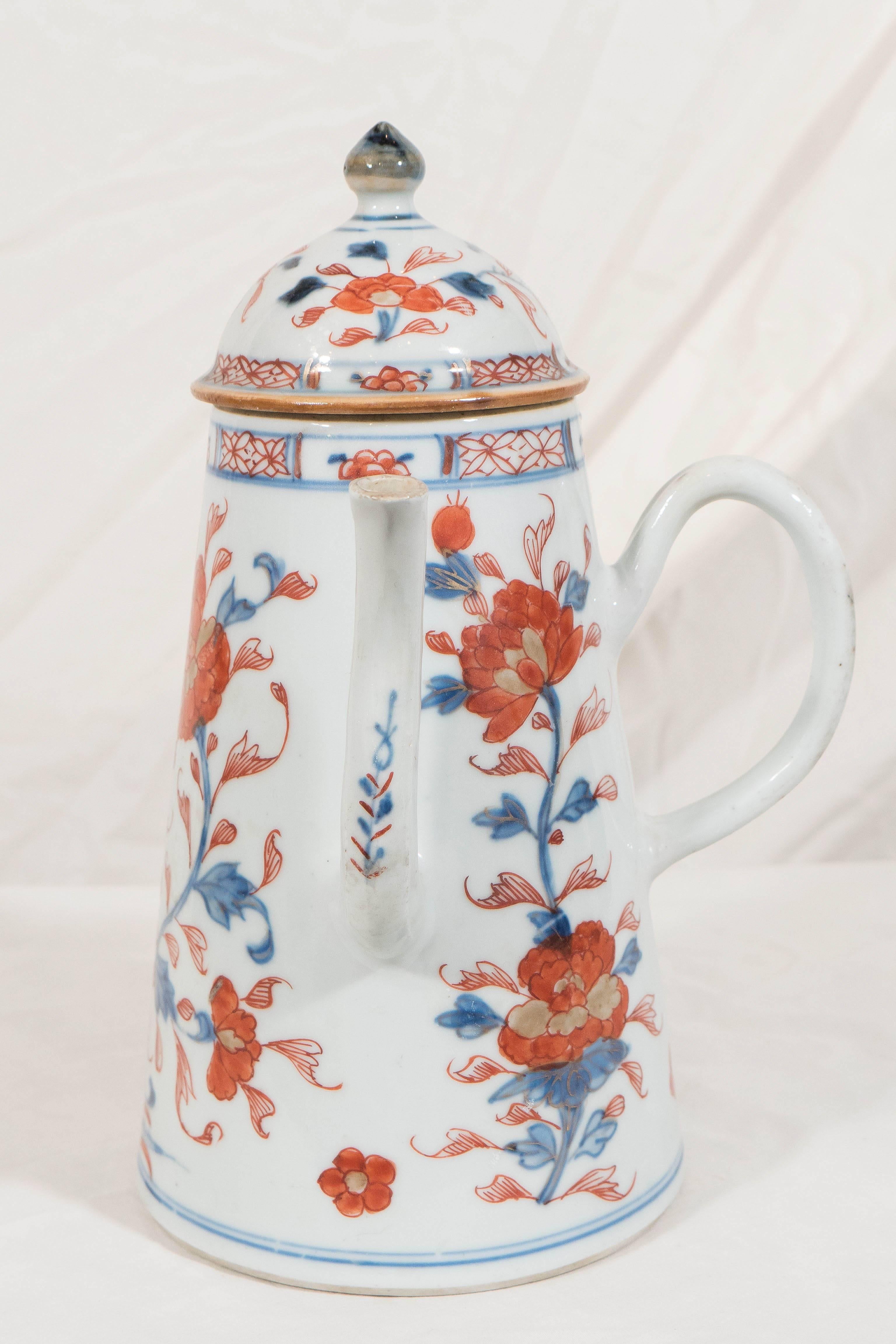 Hand-Painted Antique Chinese Porcelain Imari Decorated Coffee Pot