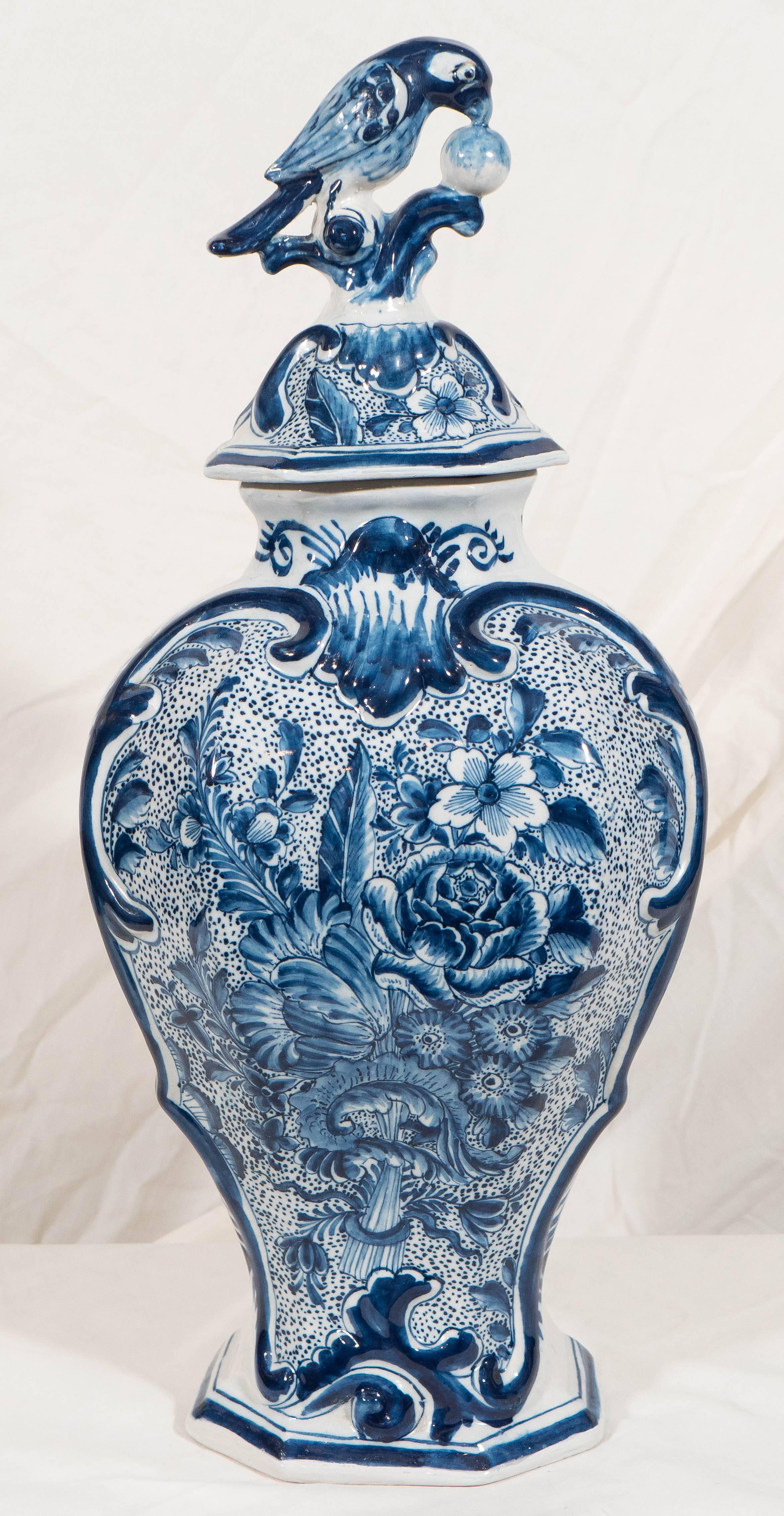  Dutch Delft Blue and White Covered Vase Made circa 1830 In Excellent Condition In Katonah, NY